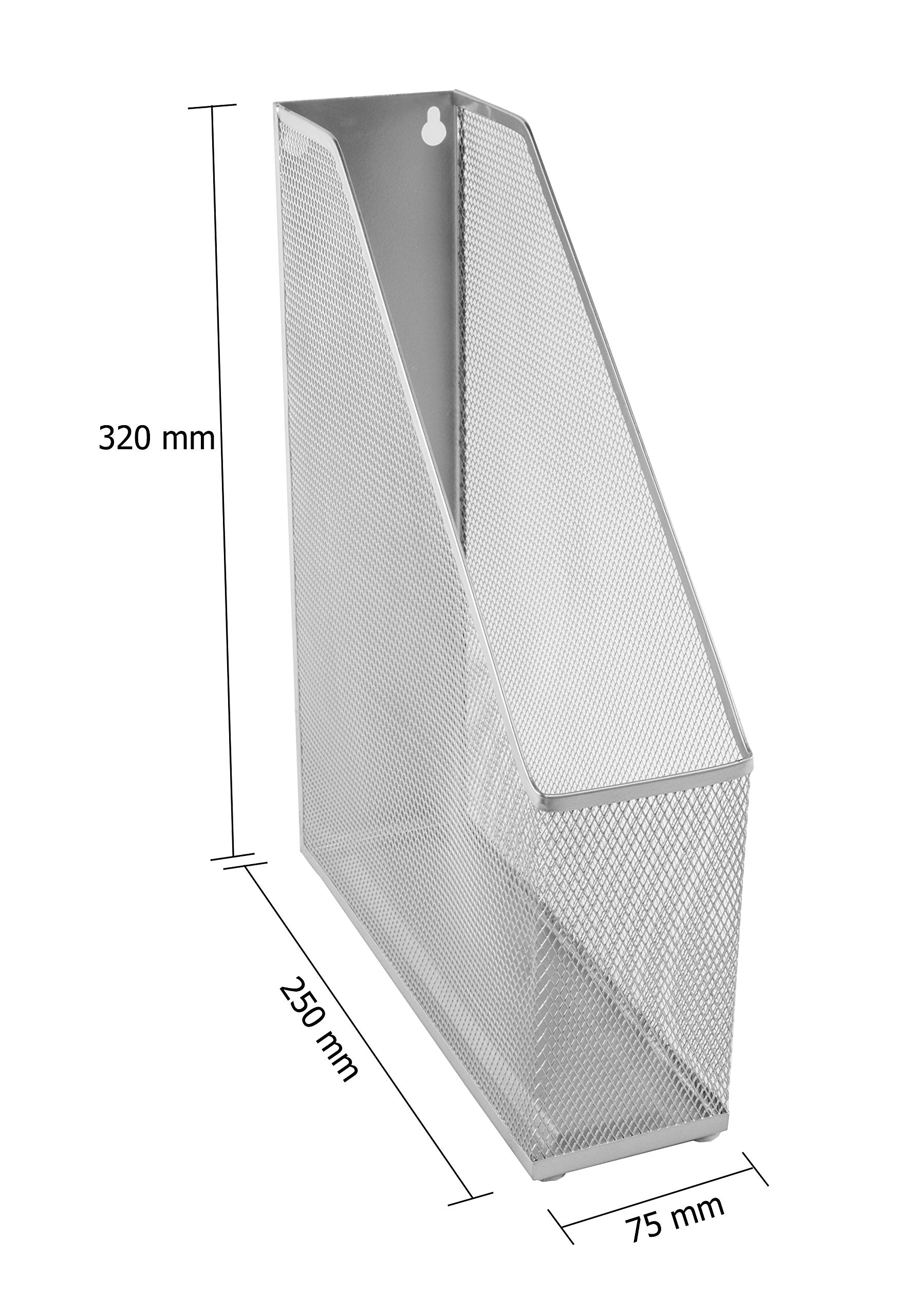 Osco Wiremesh Magazine Rack - High-Density Steel Storage | Silver | Freestanding 4