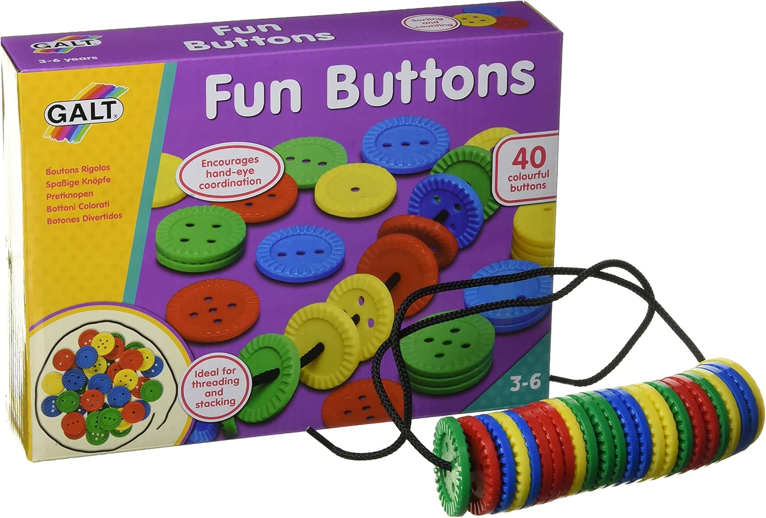 Galt Toys Fun Buttons Threading Toy - Educational Playset for Ages 3-6 4