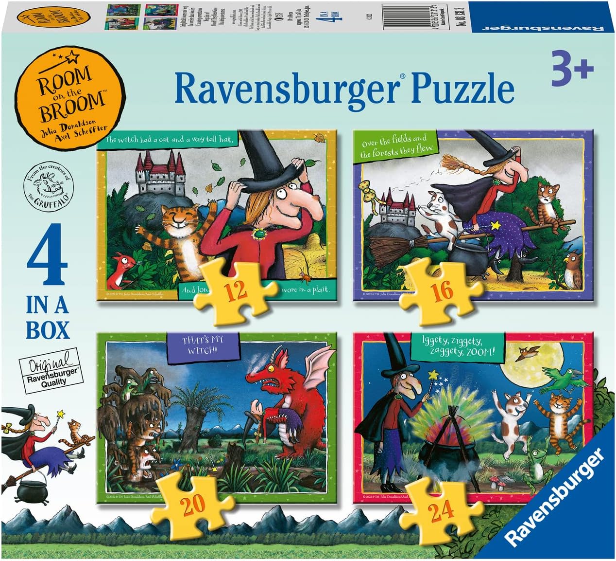 Ravensburger Room on the Broom 4-in-a-Box Jigsaw Puzzles for Kids 3+