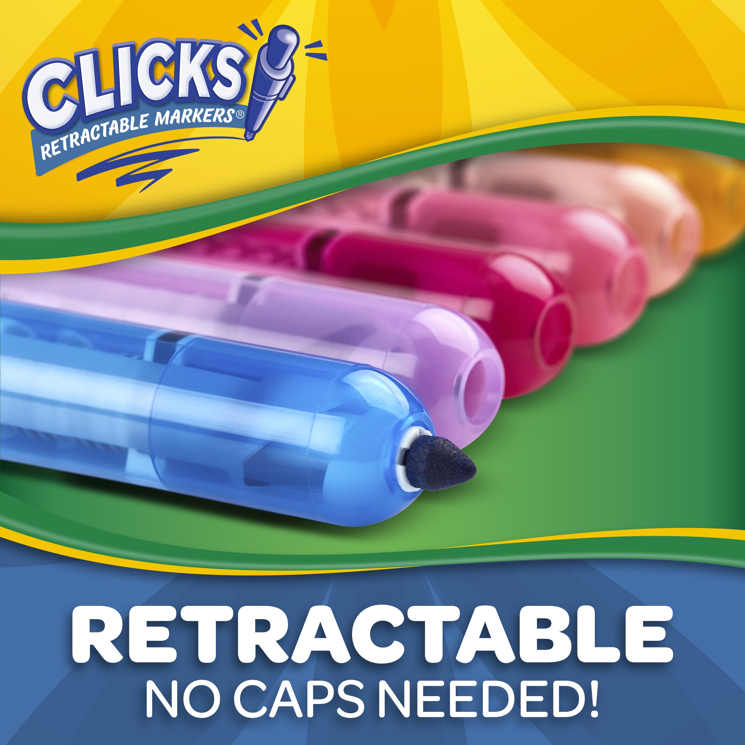 CRAYOLA Cliks Retractable Washable Marker Pens - 10 Pack | Fine Tip 0.3mm | Assorted Colors 3