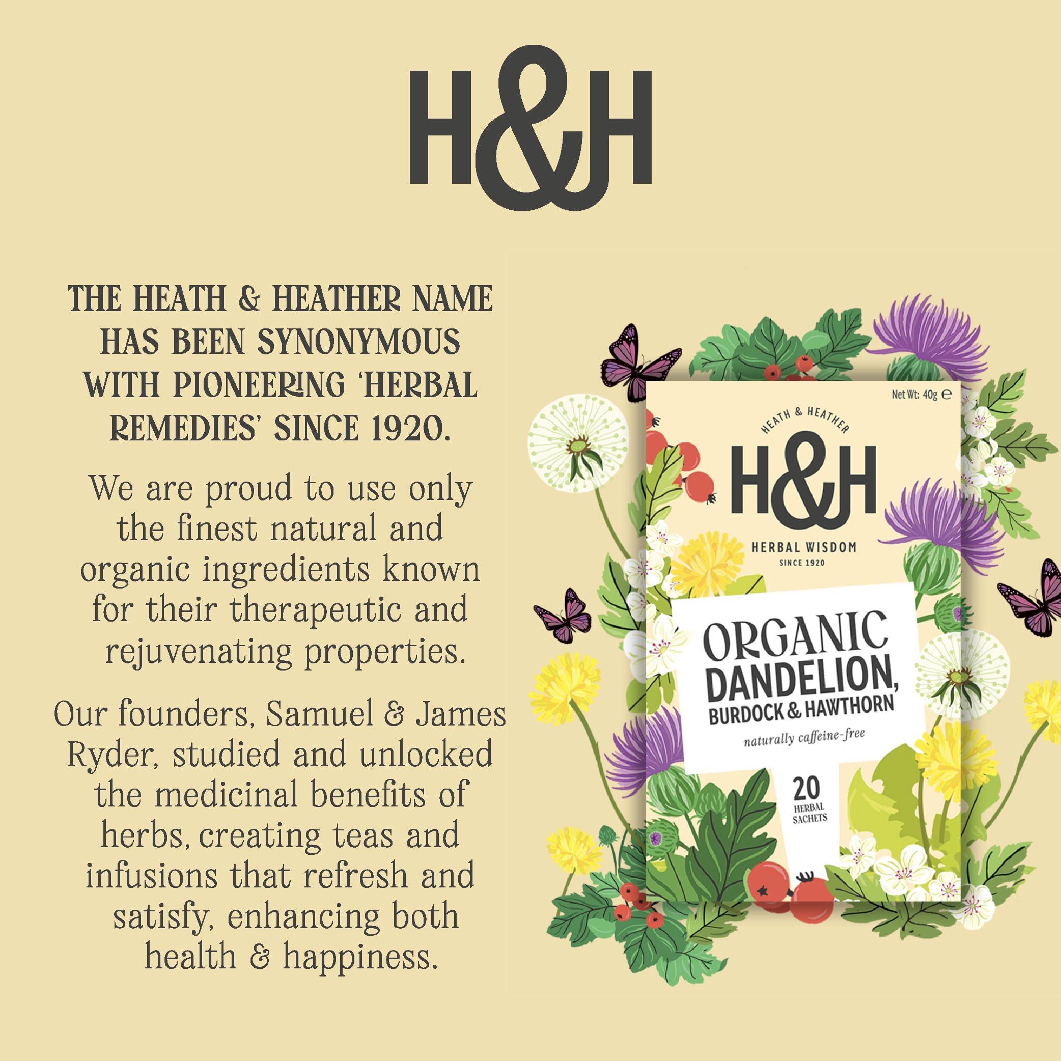 Heath & Heather - Organic Dandelion, Burdock & Hawthorn Tea Herbal Infusion 5