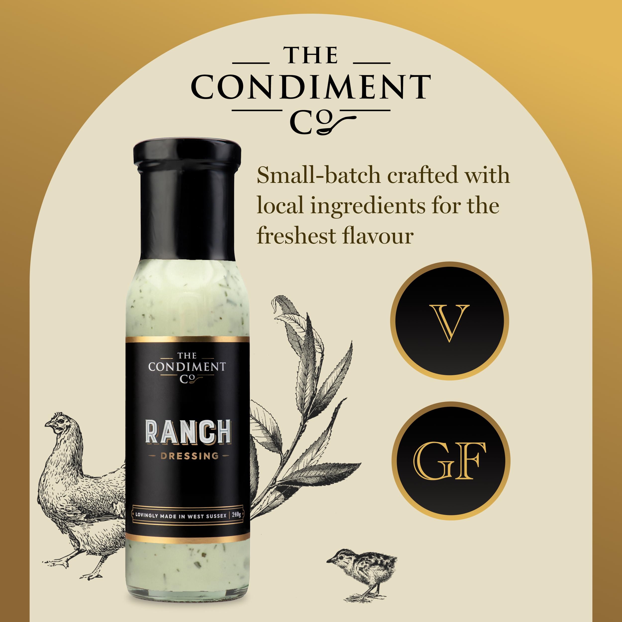 The Condiment Company Ranch Dressing - Creamy, Versatile Sauce | 240g Bottle