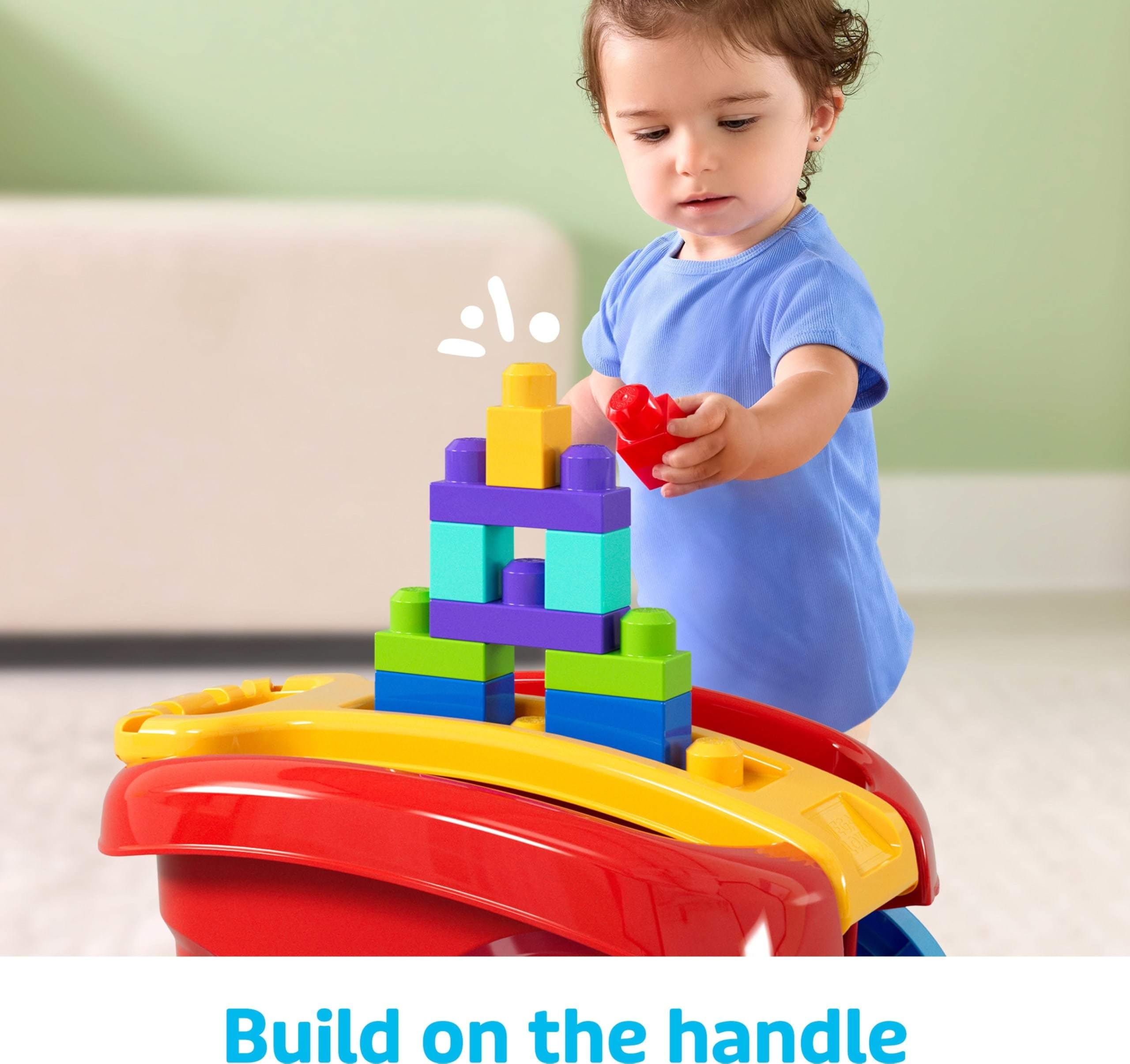 MEGA BLOKS First Builders Toddler Building Toy - Block Scooping Pull Wagon with 20 Big Building Blocks for Ages 1+ 11