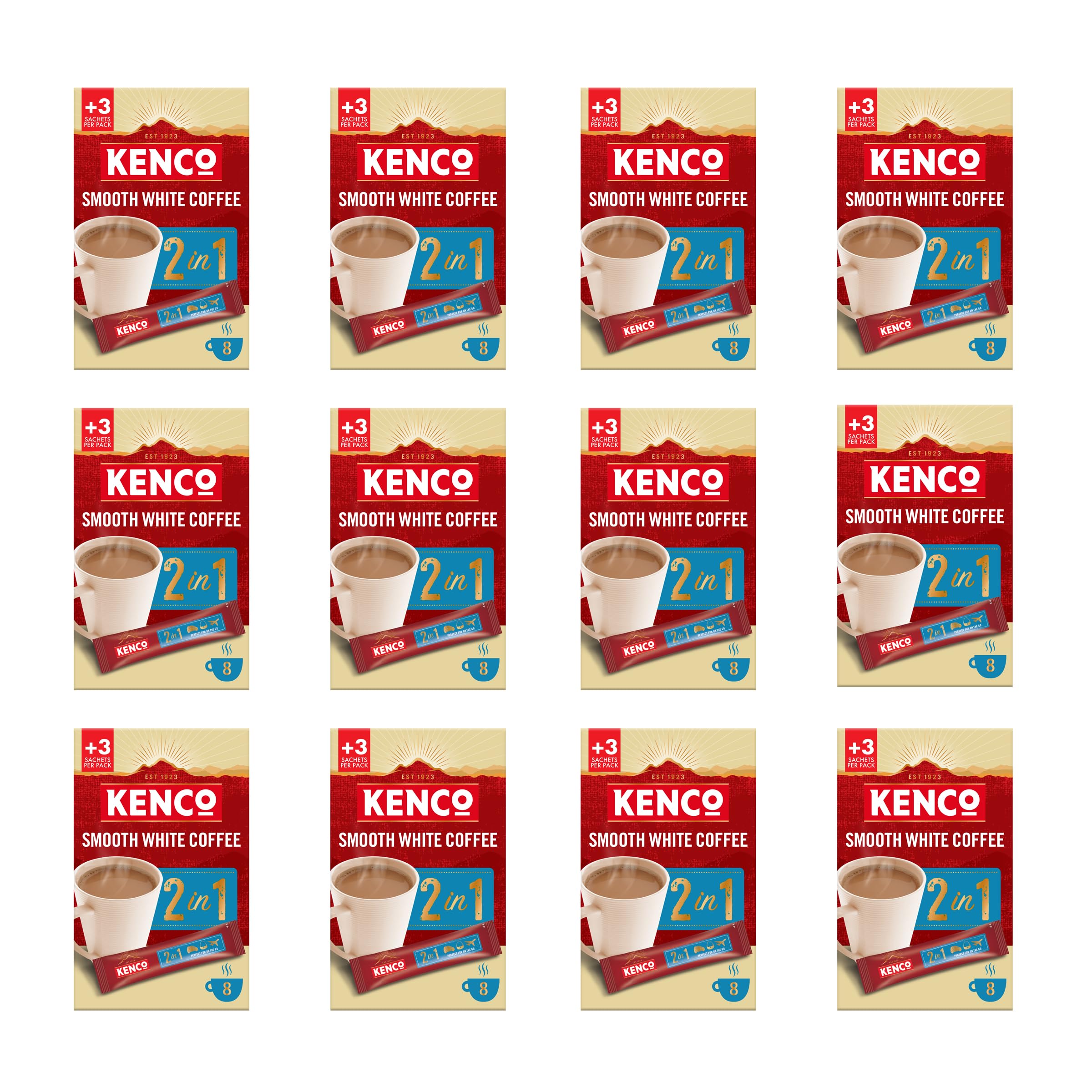 Kenco 2 in 1 Smooth White Instant Coffee Sachets (Pack of 12, 96 Sachets Total) 1