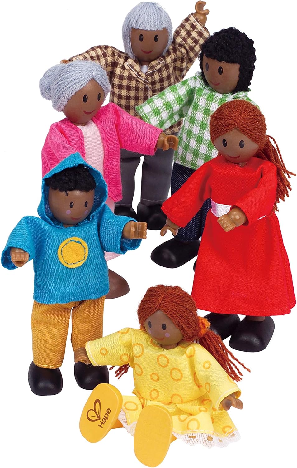 Hape E3501 Happy Family - African American Wooden Dolls House Playset for Kids 3+ 4