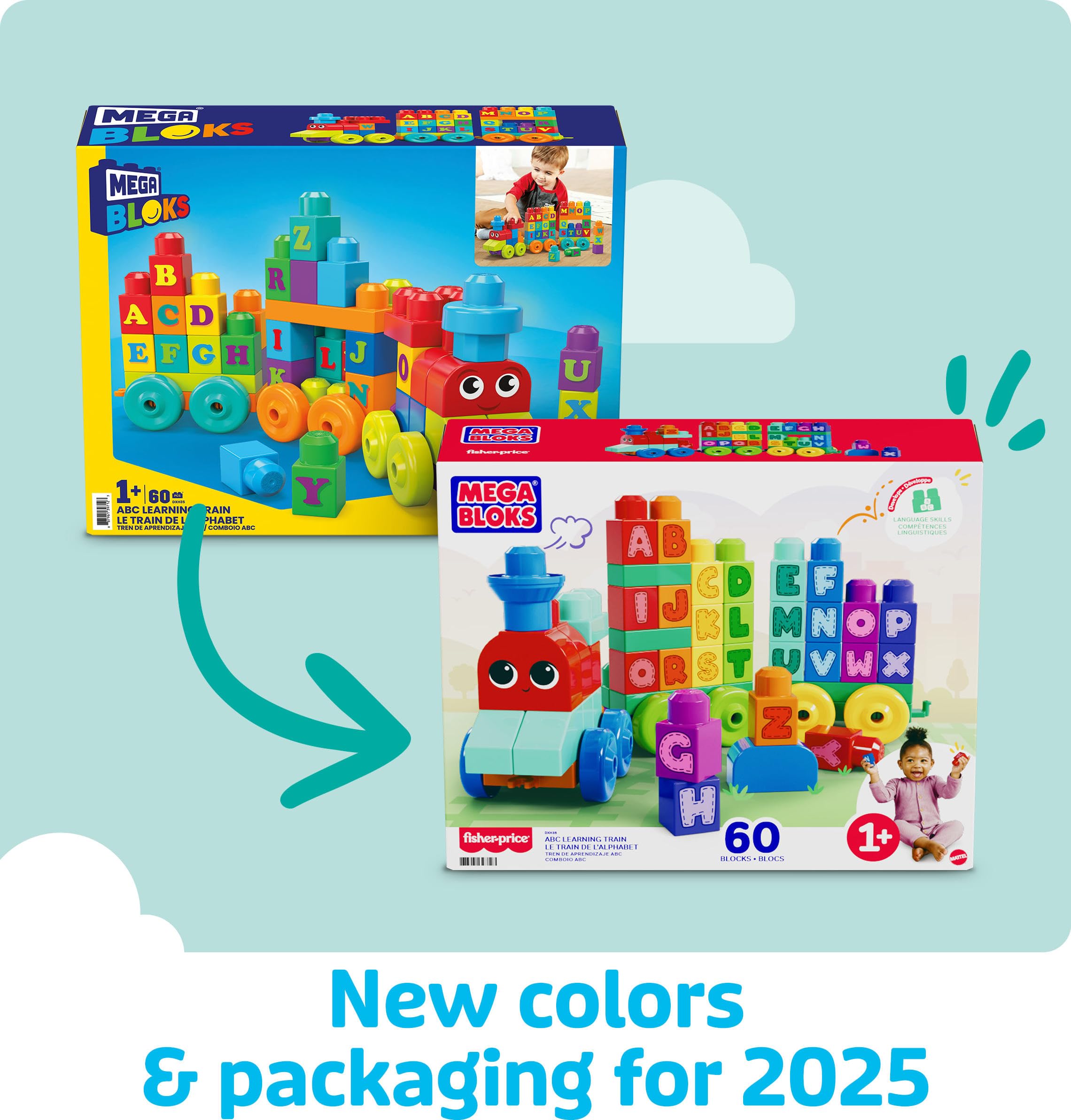 Mega Bloks Building Basics ABC Learning Train - Educational Building Set for Toddlers 1+ 12