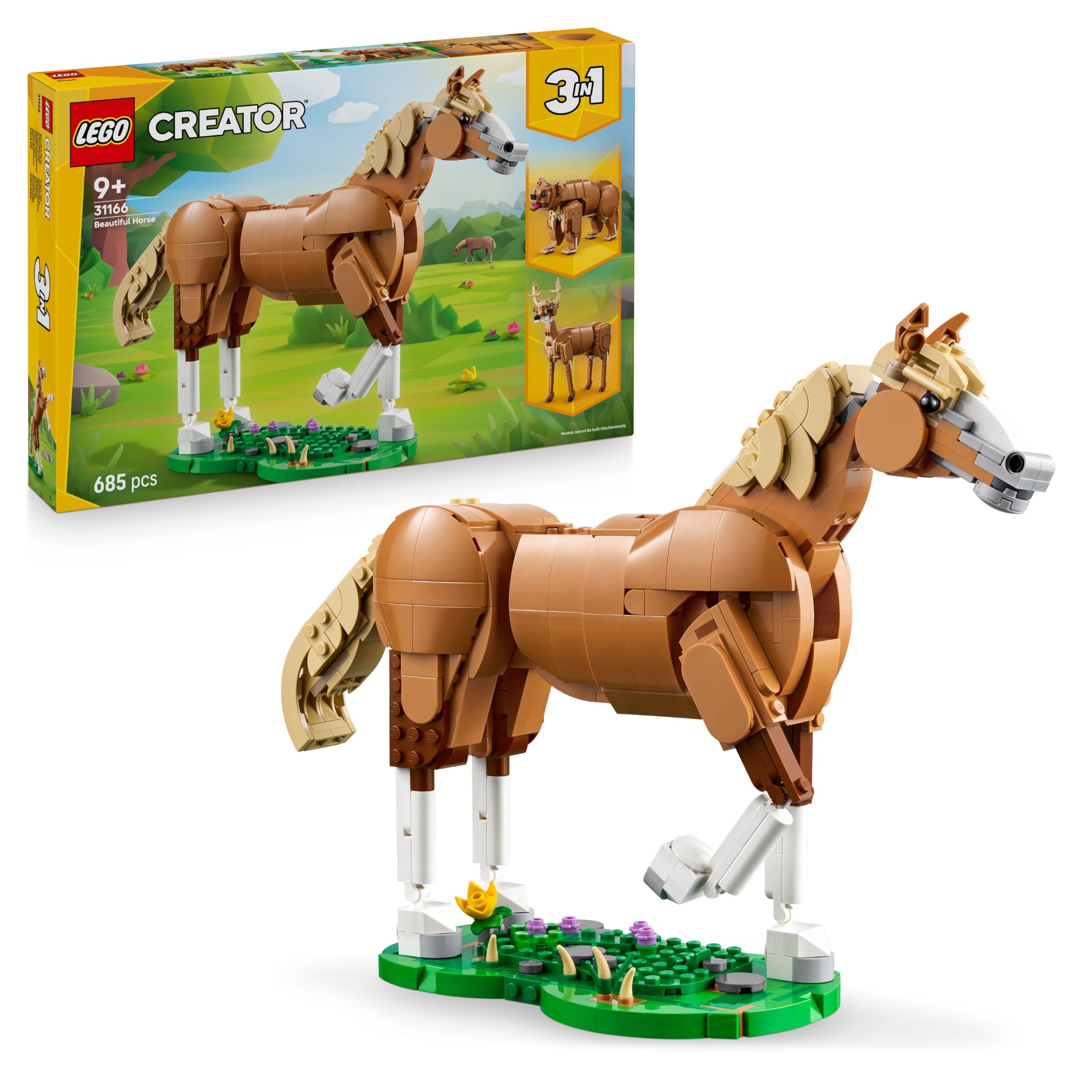 LEGO Creator 3in1 Beautiful Horse Toy - 3 Animal Building Sets for Ages 9+