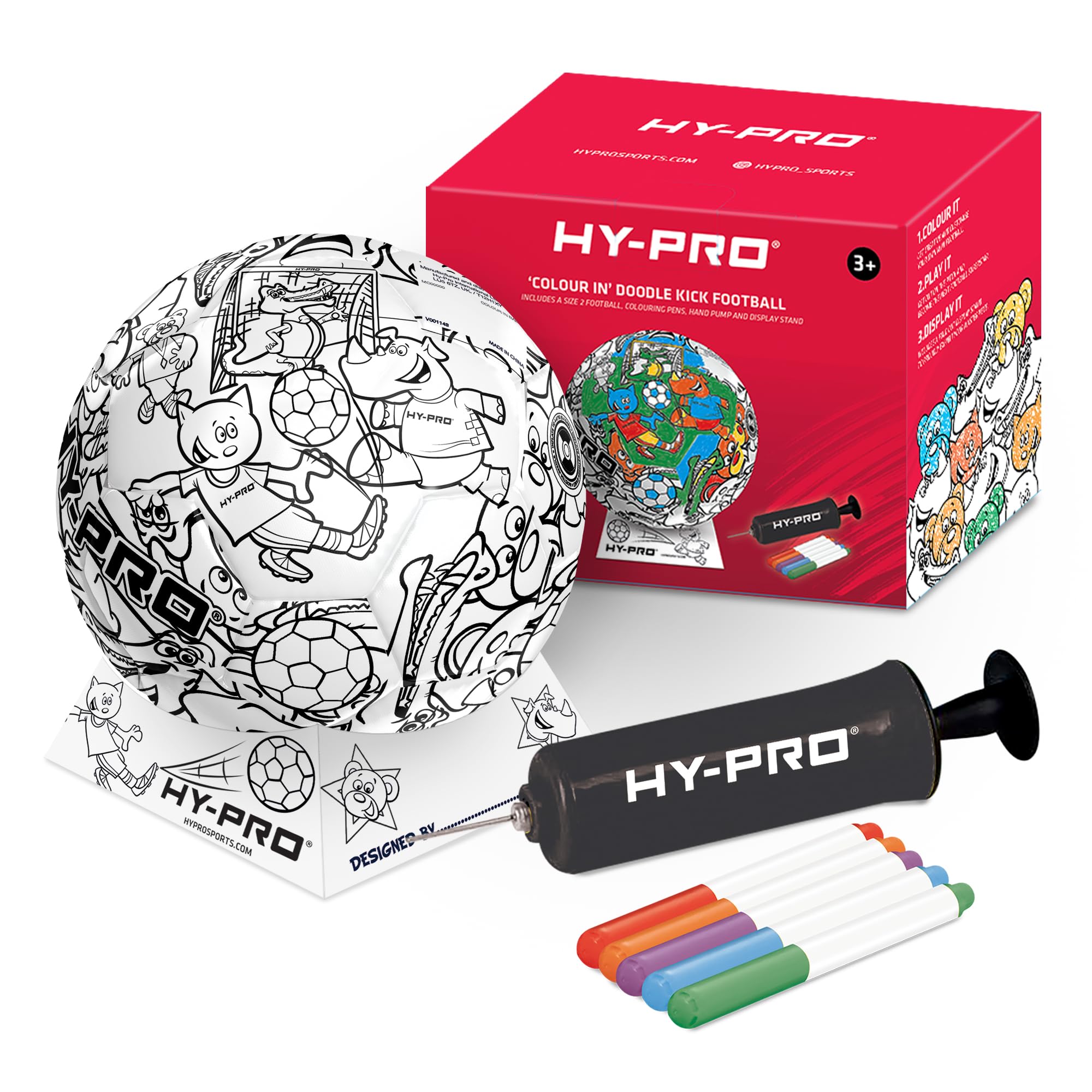 Hy-Pro Doodlekick Colour In Football with Pump - Size 2 Creative Soccer Ball