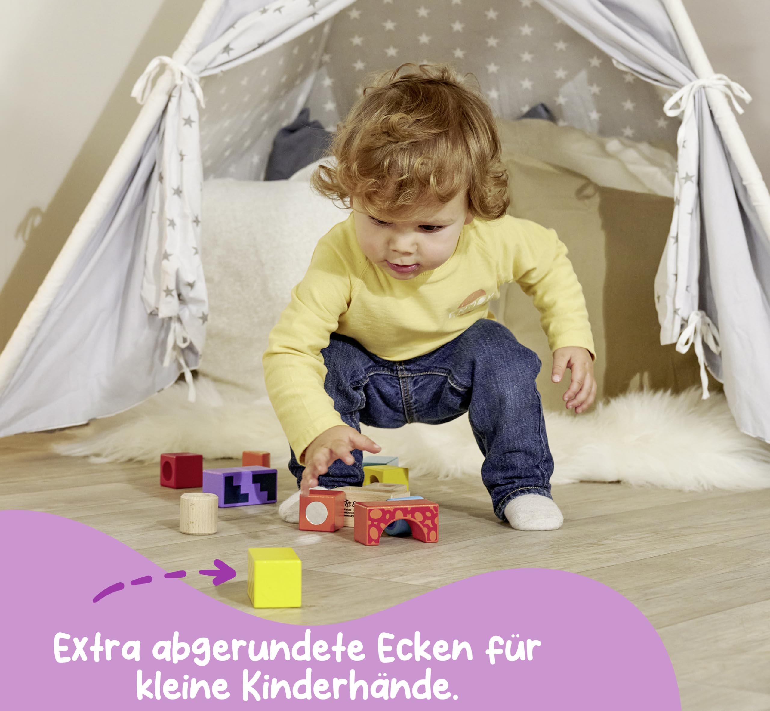 Eichhorn 100002240 Sound Building Blocks - Educational Wooden Toy for Toddlers 12 Months+ 11