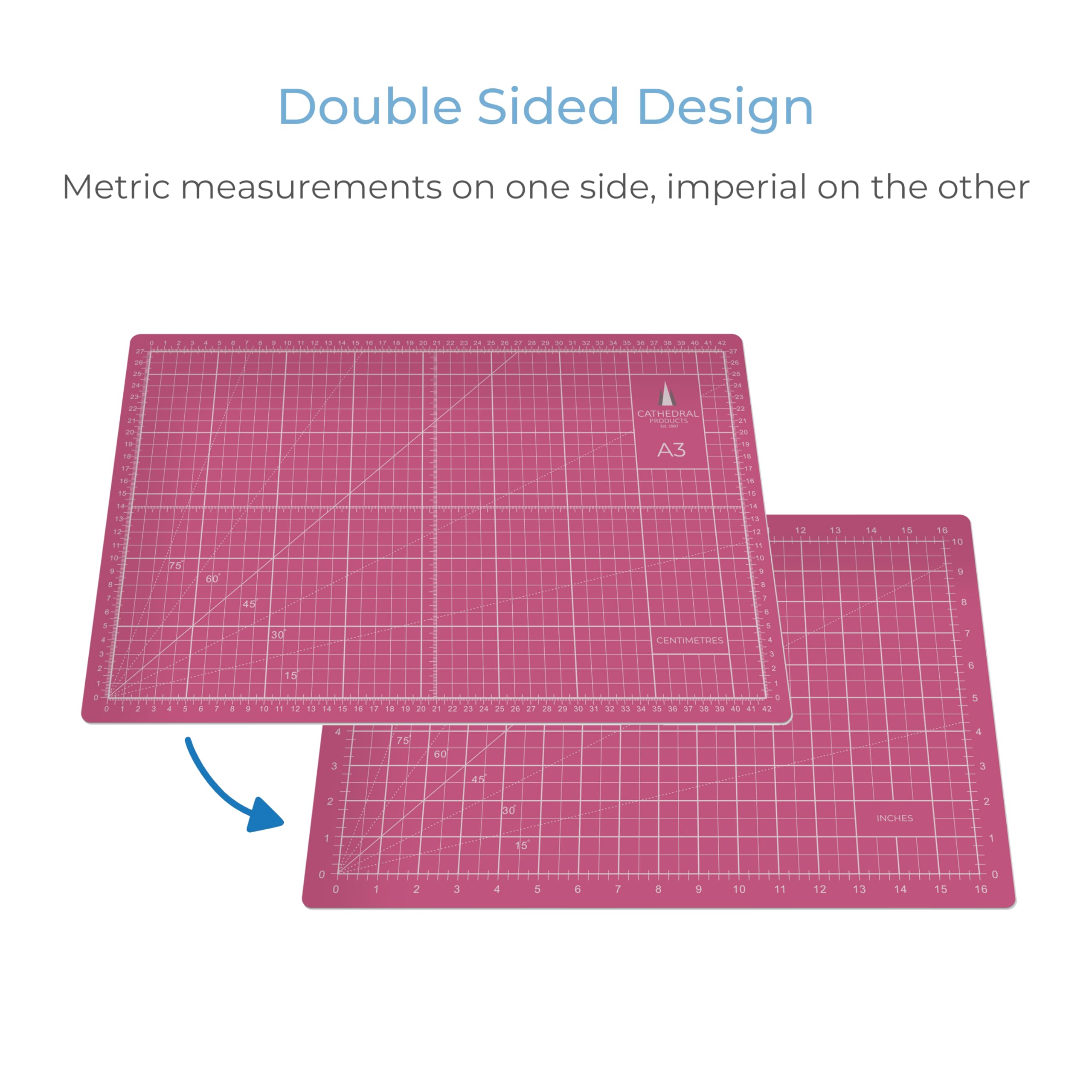 Cathedral Products A3 Double-Sided Self-Healing Cutting Mat | 3mm Thick | Pink 2