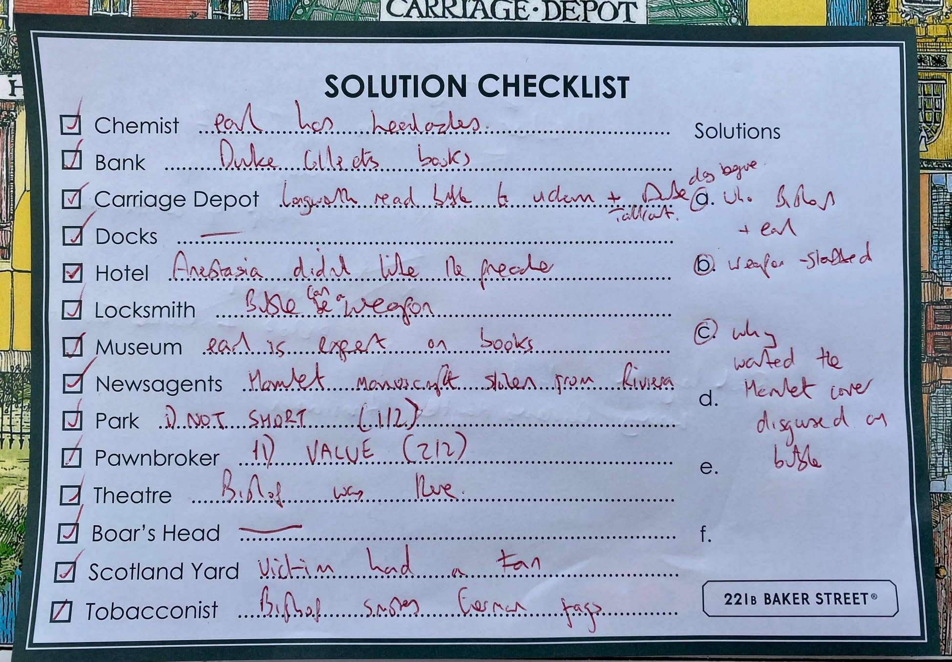 Gibsons 221B Baker Street Detective Board Game 7