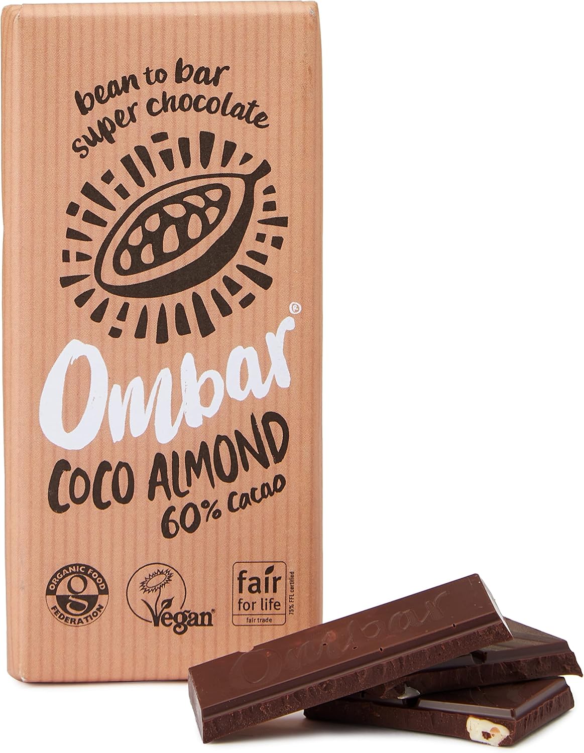Ombar Coco Almond Vegan Chocolate Bar - Organic Fair Trade Dairy Free 60g