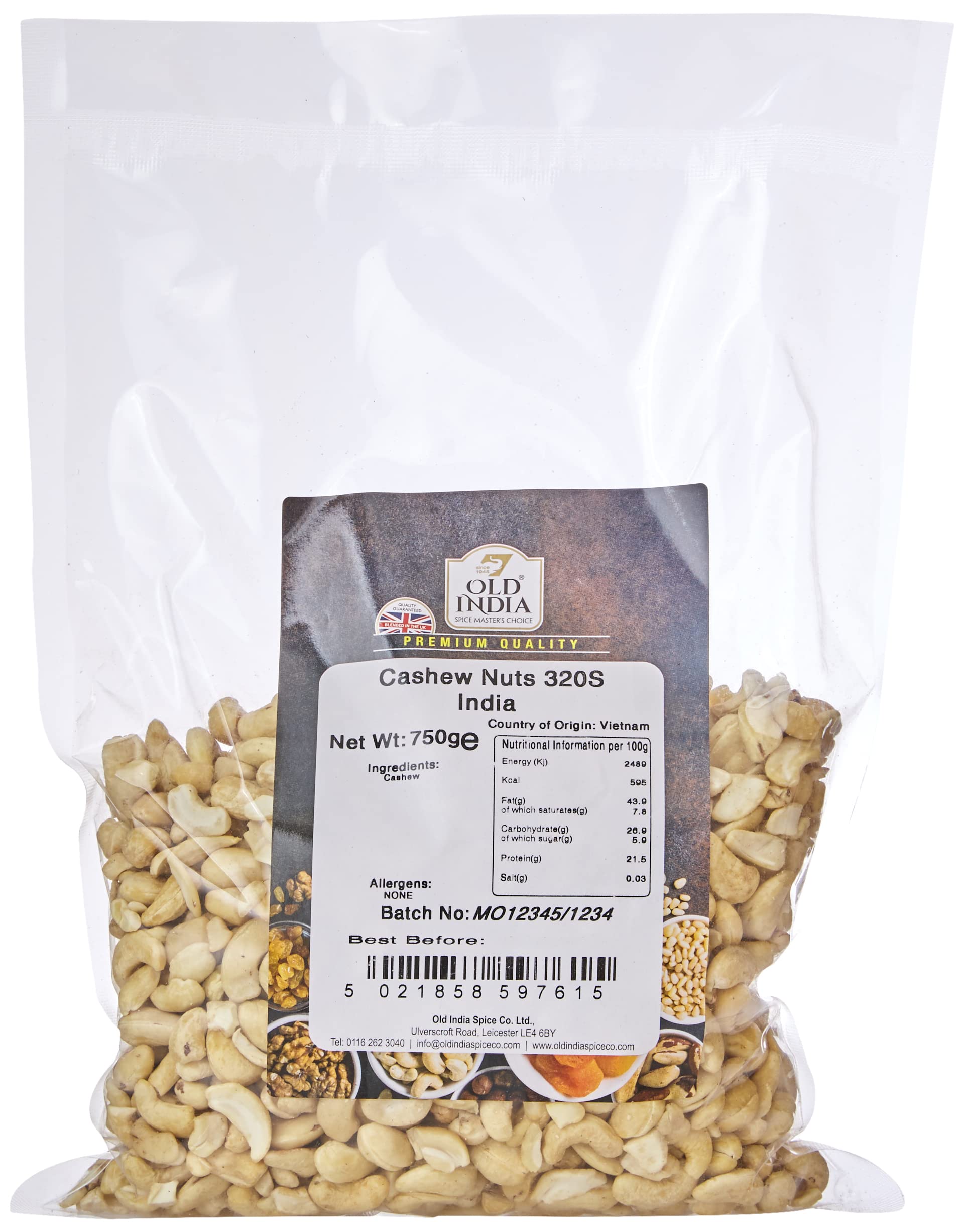 Old India Cashew Nuts 320S Whole Raw India 750g 5