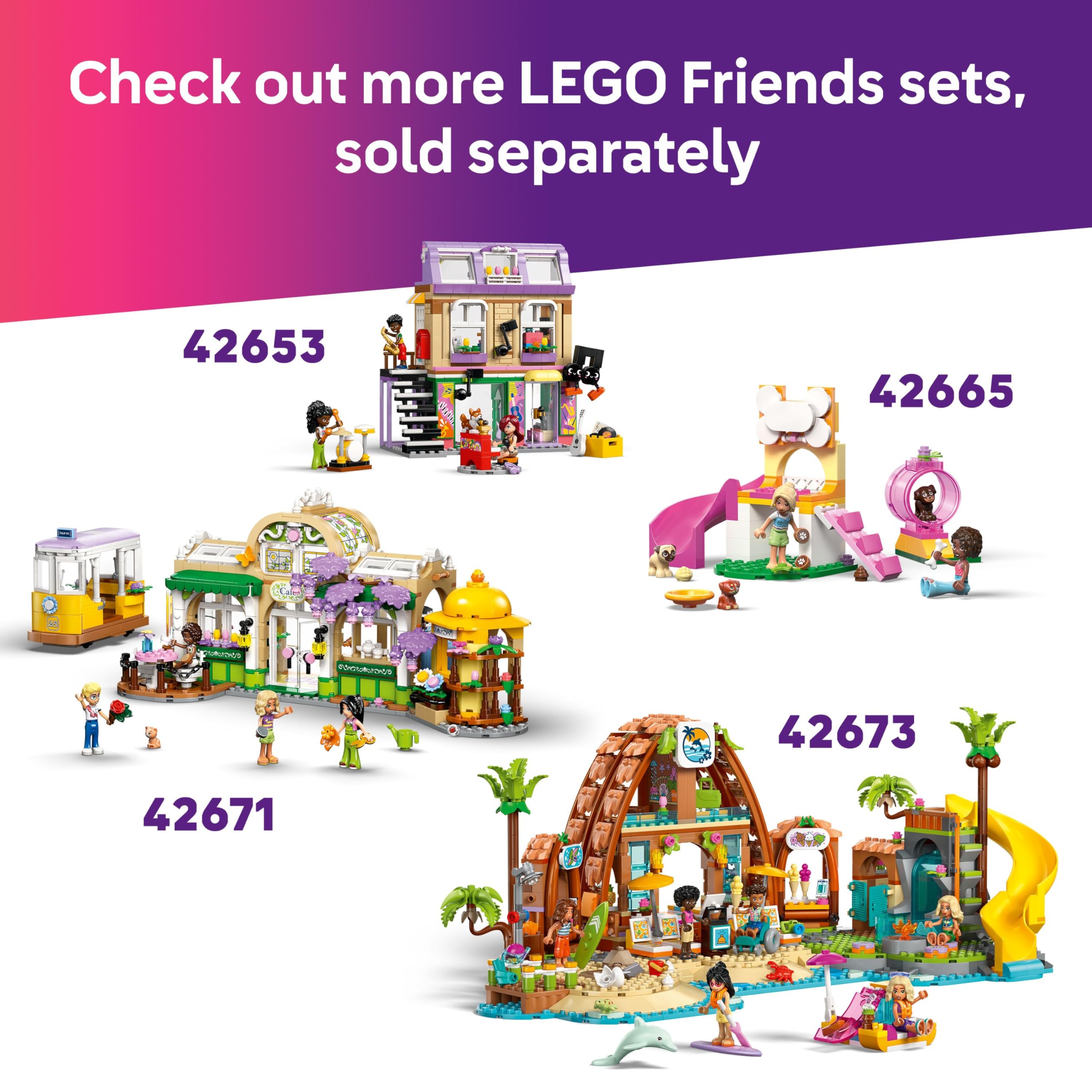 LEGO Friends Cat Birthday Party & Tree House Toy - 2 Mini Dolls, 5 Cat Figures, 321 Pieces 5