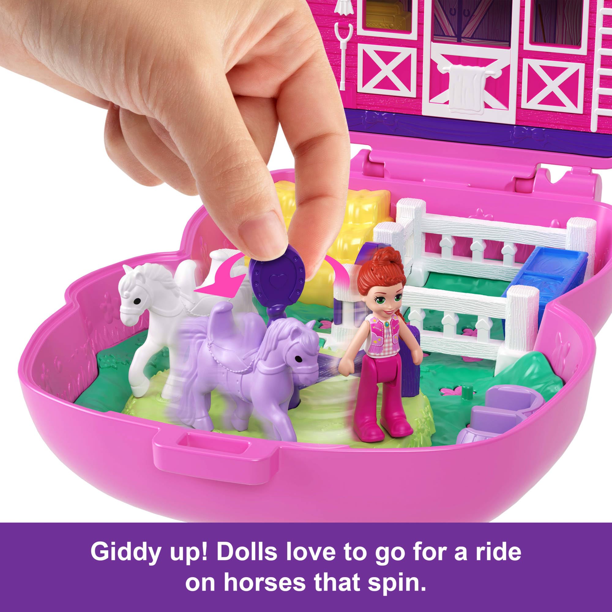 Polly Pocket Pony Rodeo Compact Playset - Micro Doll with 2 Pet Ponies & 10 Accessories 5