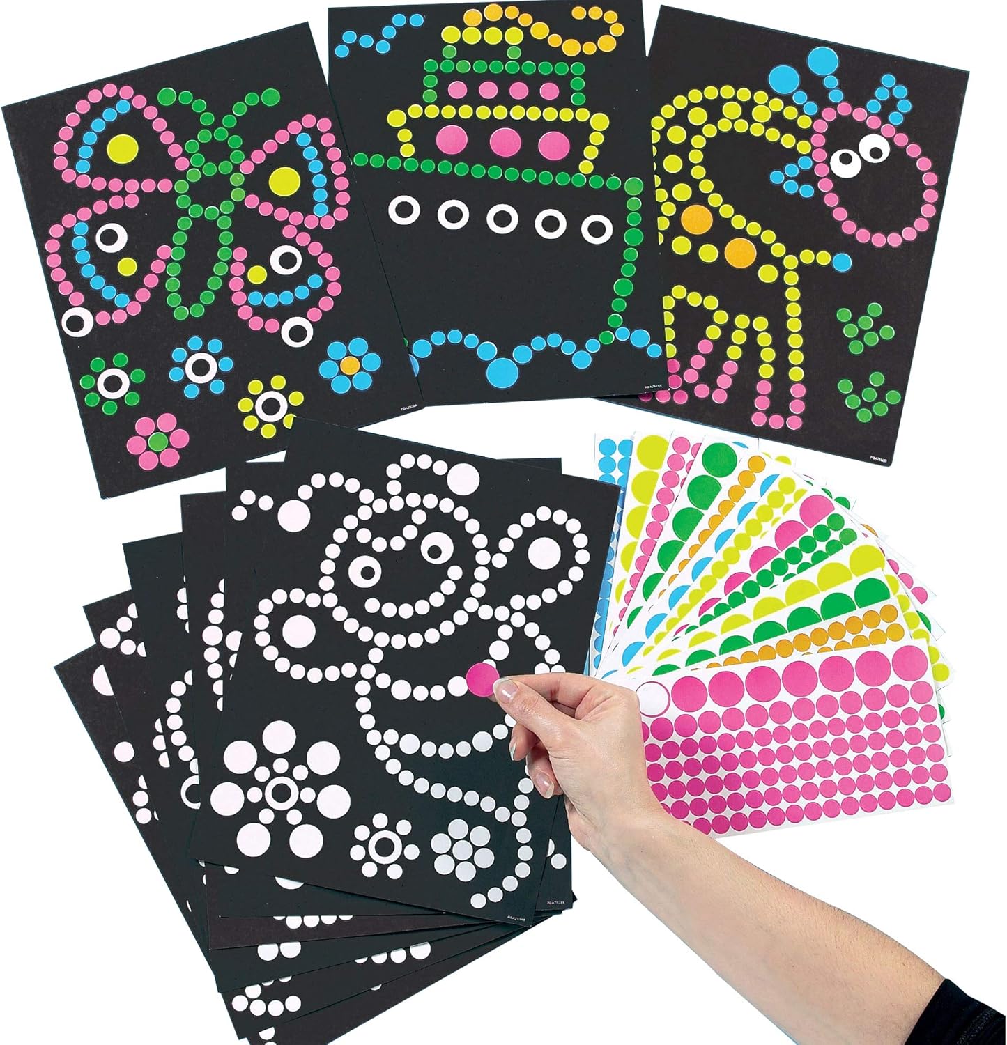 Baker Ross Dotty Sticker Art - Pack of 8 Windmill Craft Kits for Kids, Vinyl Sticker Sheets & Blank Pinwheels, 39cm