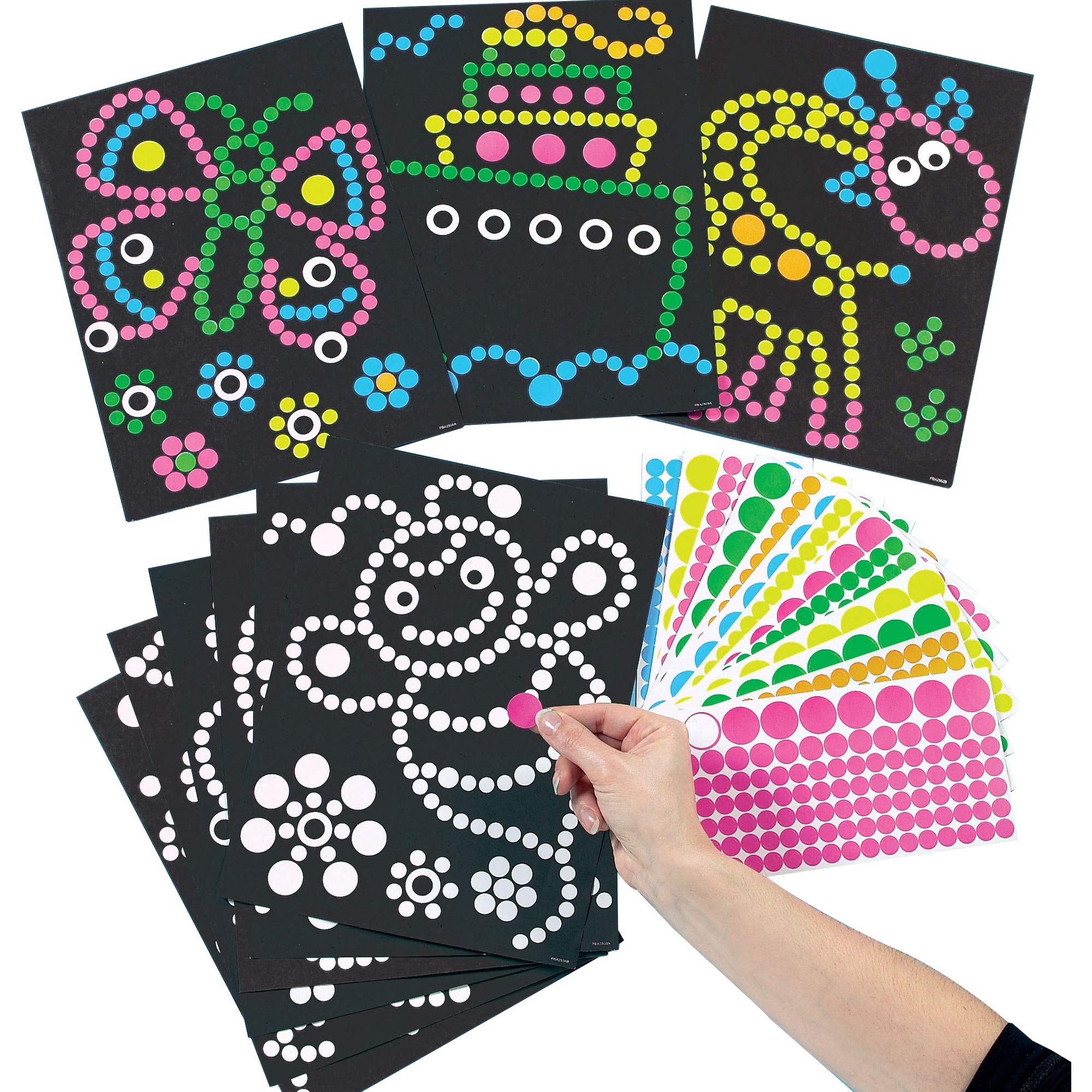 Baker Ross ET113 Dotty Sticker Art Pack of 8 for Kids Crafting | Assorted Designs | Vinyl Stickers