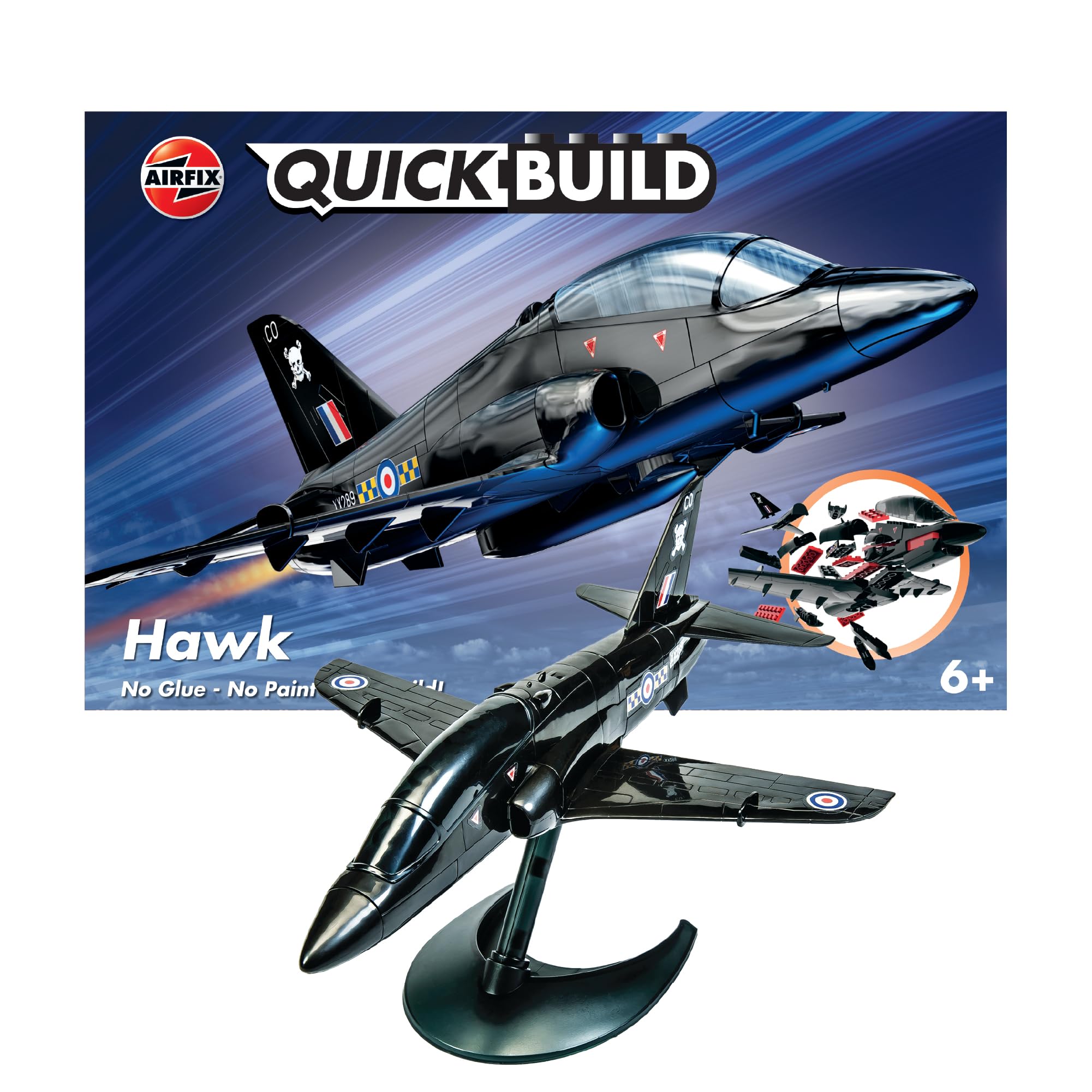 Airfix Quick Build BAE Hawk Model Kit - Snap-Together Fighter Jet for Kids 5+