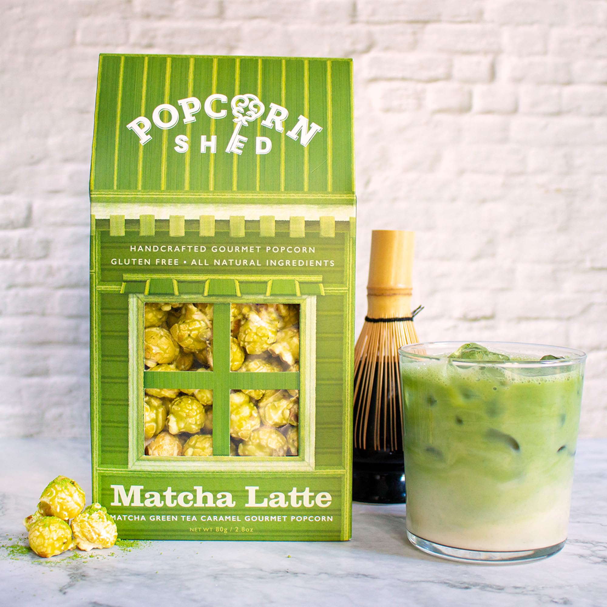 Popcorn Shed Matcha Latte Gourmet Popcorn - Caramel Drizzle | 80g Bag 5