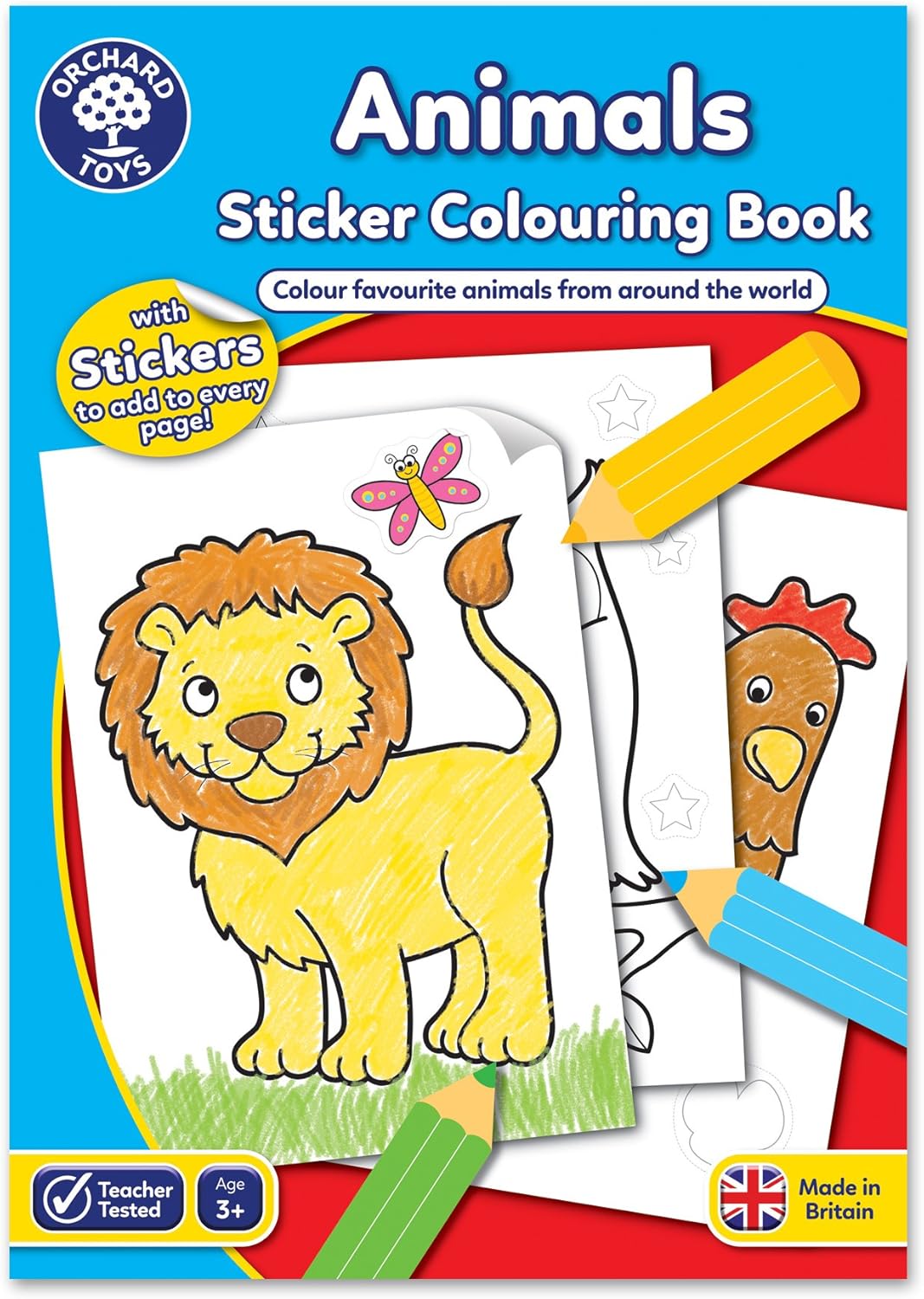 Orchard Toys Animals Colouring and Activity Book with Stickers - CB01, A4, Ages 3+