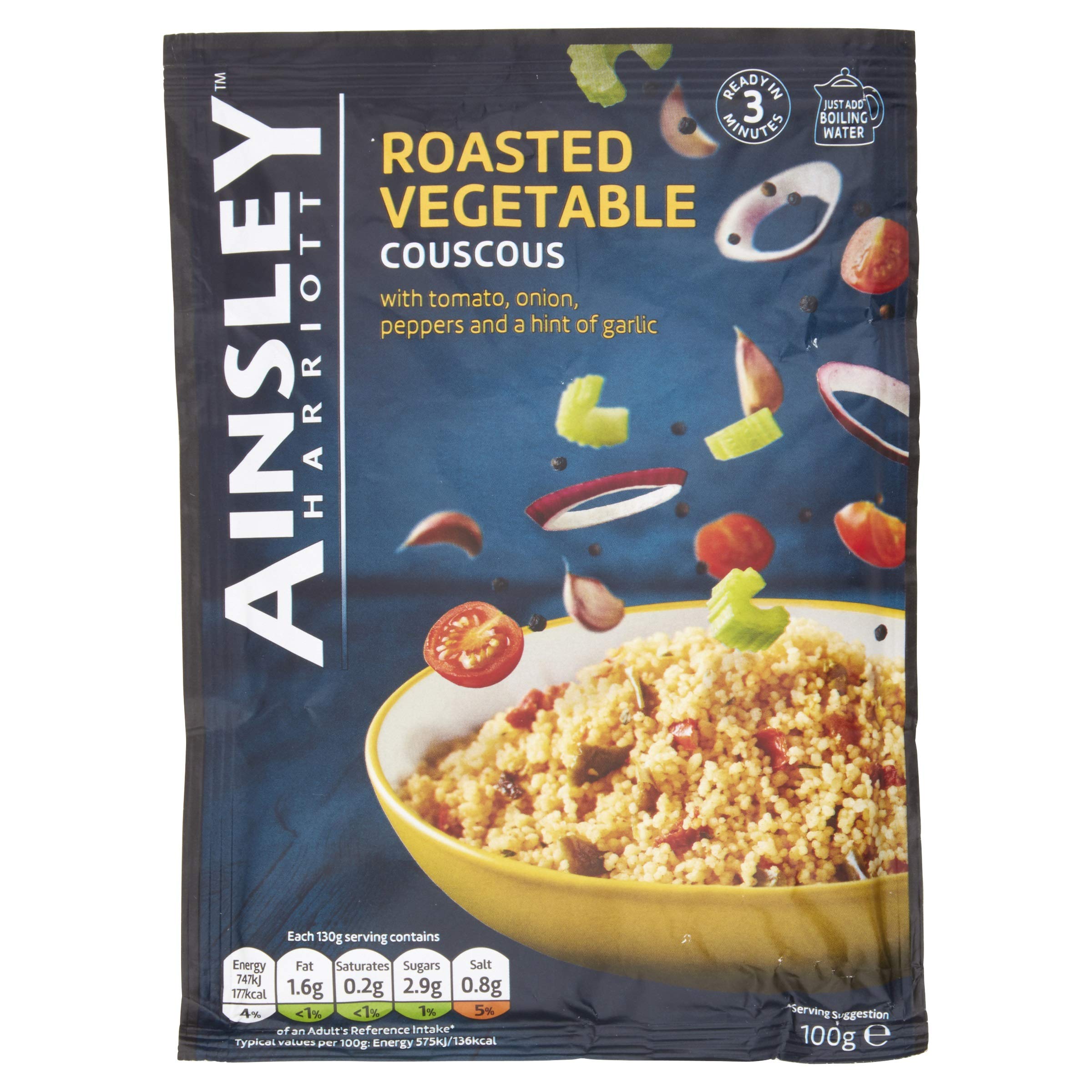 Ainsley Harriott Roasted Vegetable Couscous - Low Fat | 100g Single Serving | Pack of 12 1