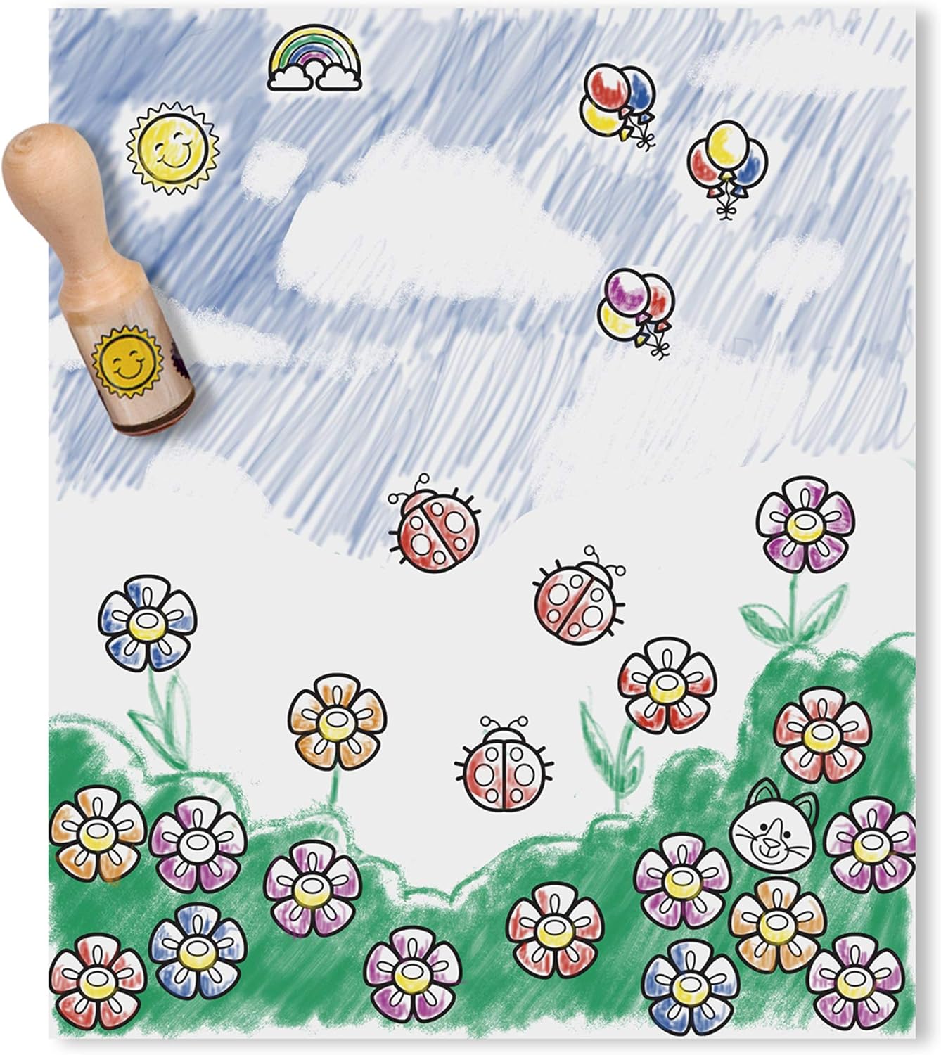 Melissa & Doug Wooden Handle Stamps - Deluxe Stamp Set for Kids 4-8 7