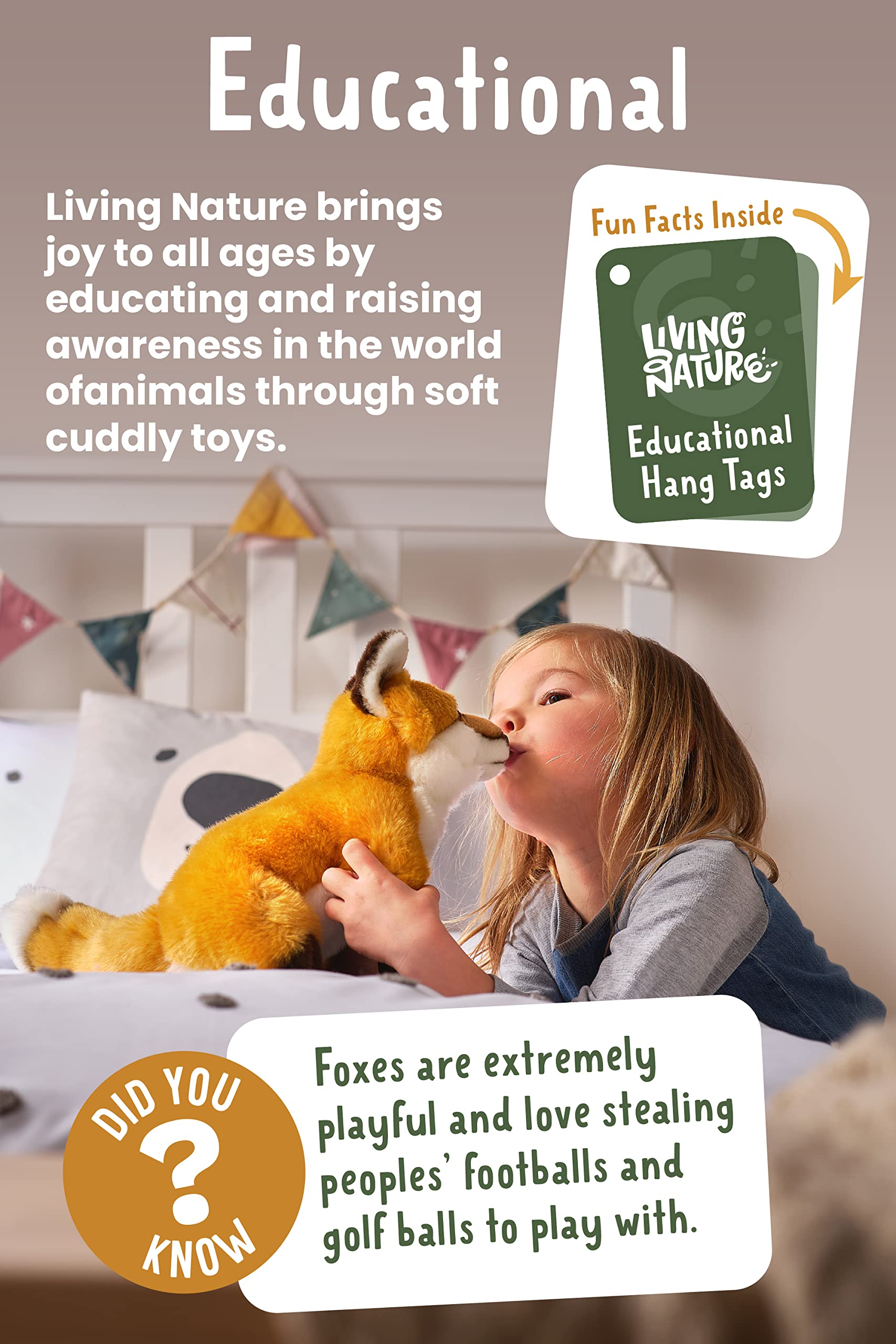 Living Nature Soft Toy - Medium Badger (20cm) - Realistic Plush with Educational Fact Tag 11