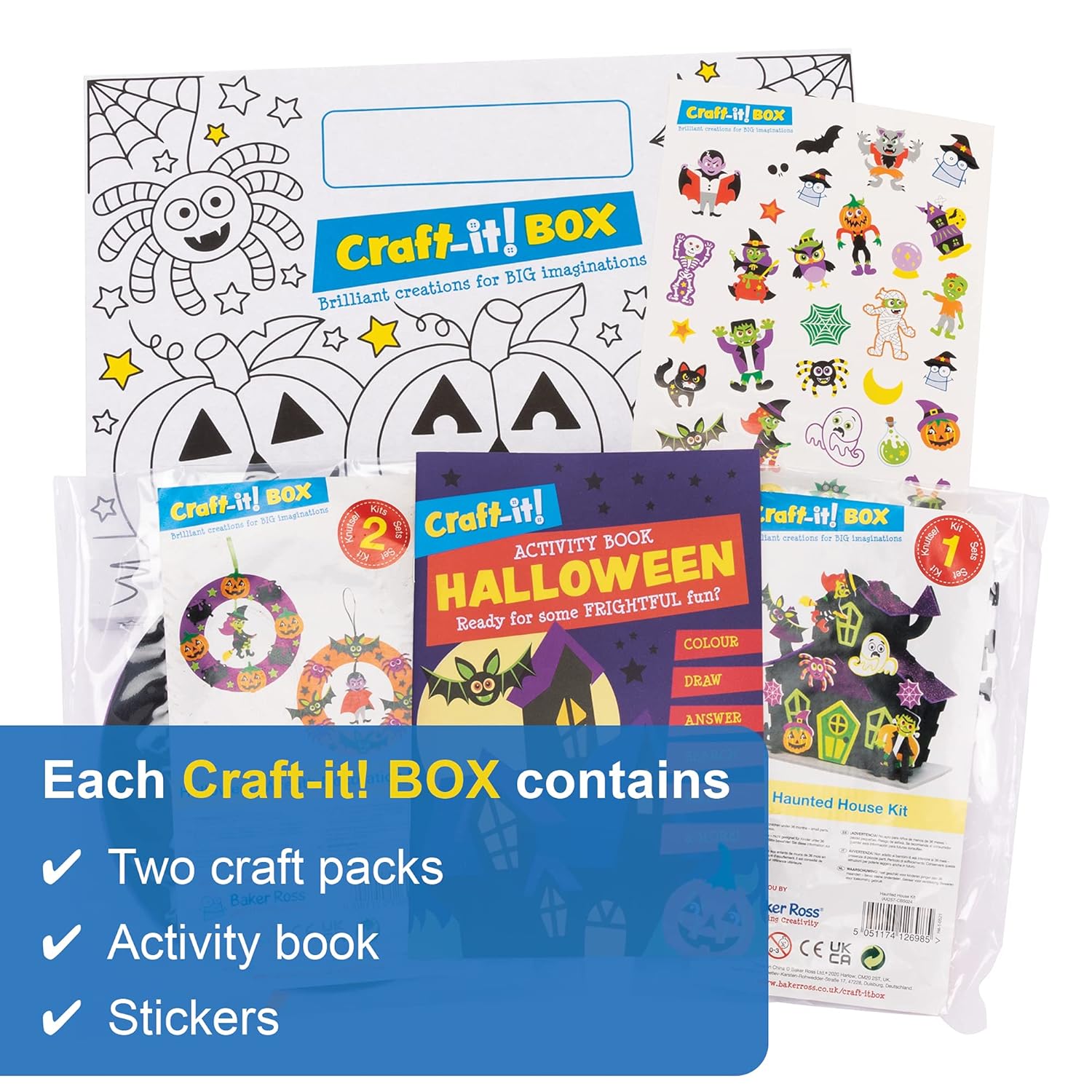 Baker Ross CBS024 Halloween Craft-It! Box - Creative Arts & Crafts Kit for Kids Ages 3-9 3
