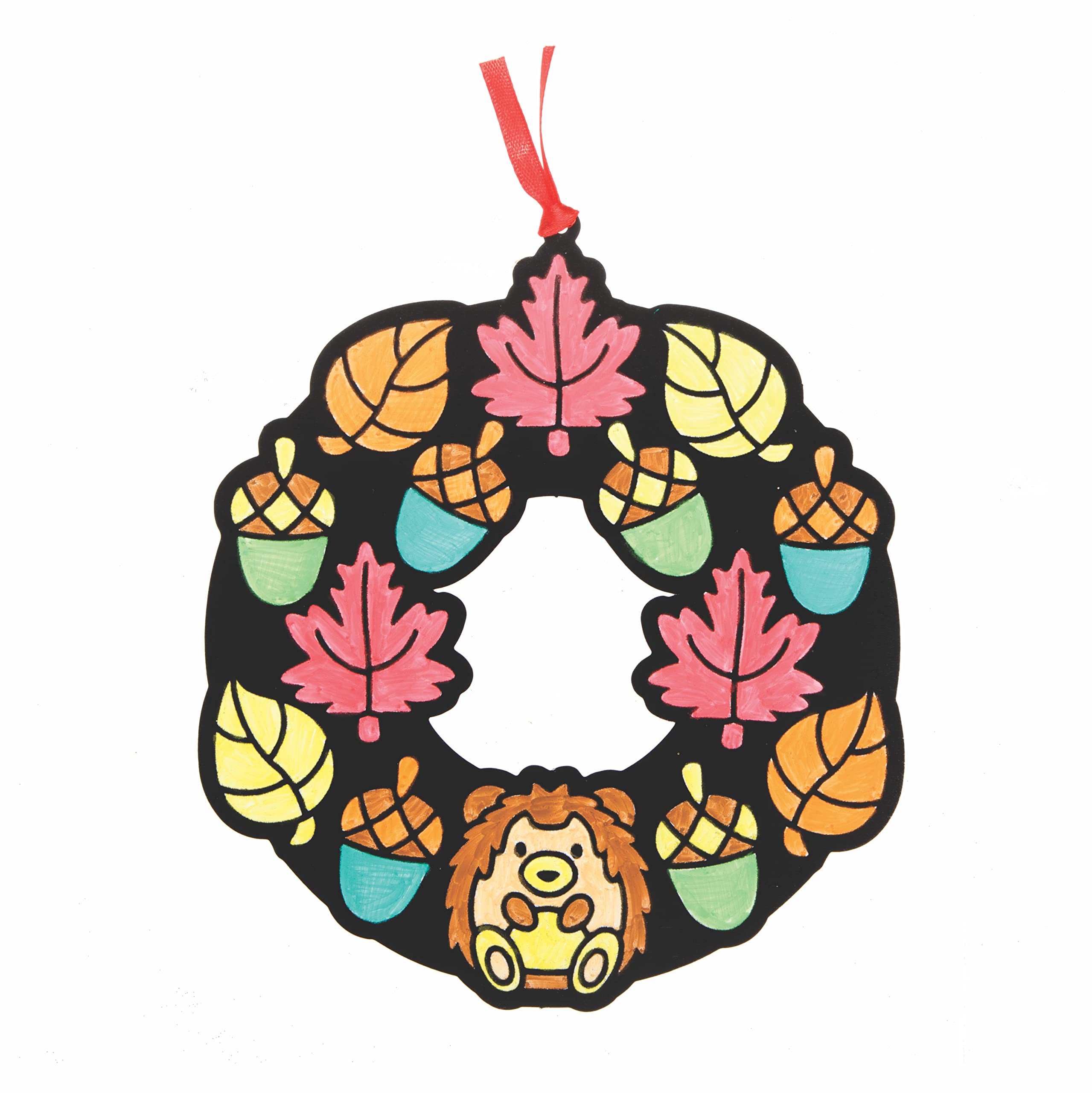 Baker Ross Autumn Colour-in Wreaths Craft Kit - Pack of 10, Creative Arts & Crafts Activity for Kids 4