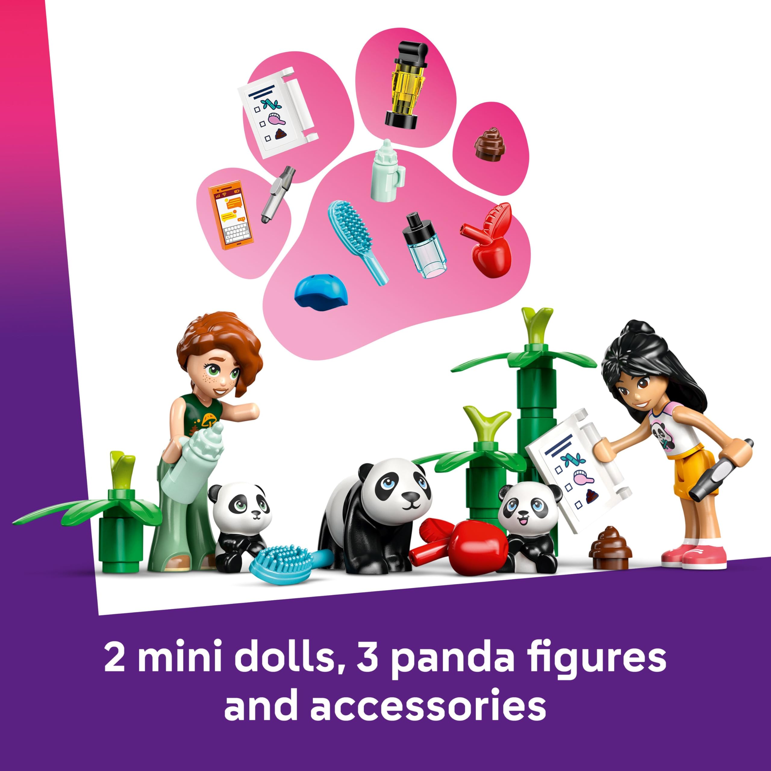 LEGO Friends Panda Sanctuary Animal Care Playset with Tree House, Quad Bike, 2 Mini Dolls & 3 Panda Figures - 243 Pieces 6
