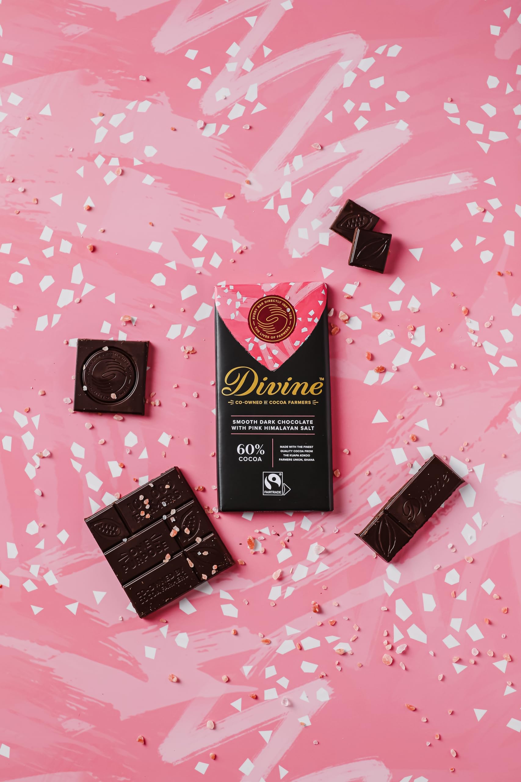 Divine - 60% Dark Chocolate with Pink Himalayan Salt (90 g) 6