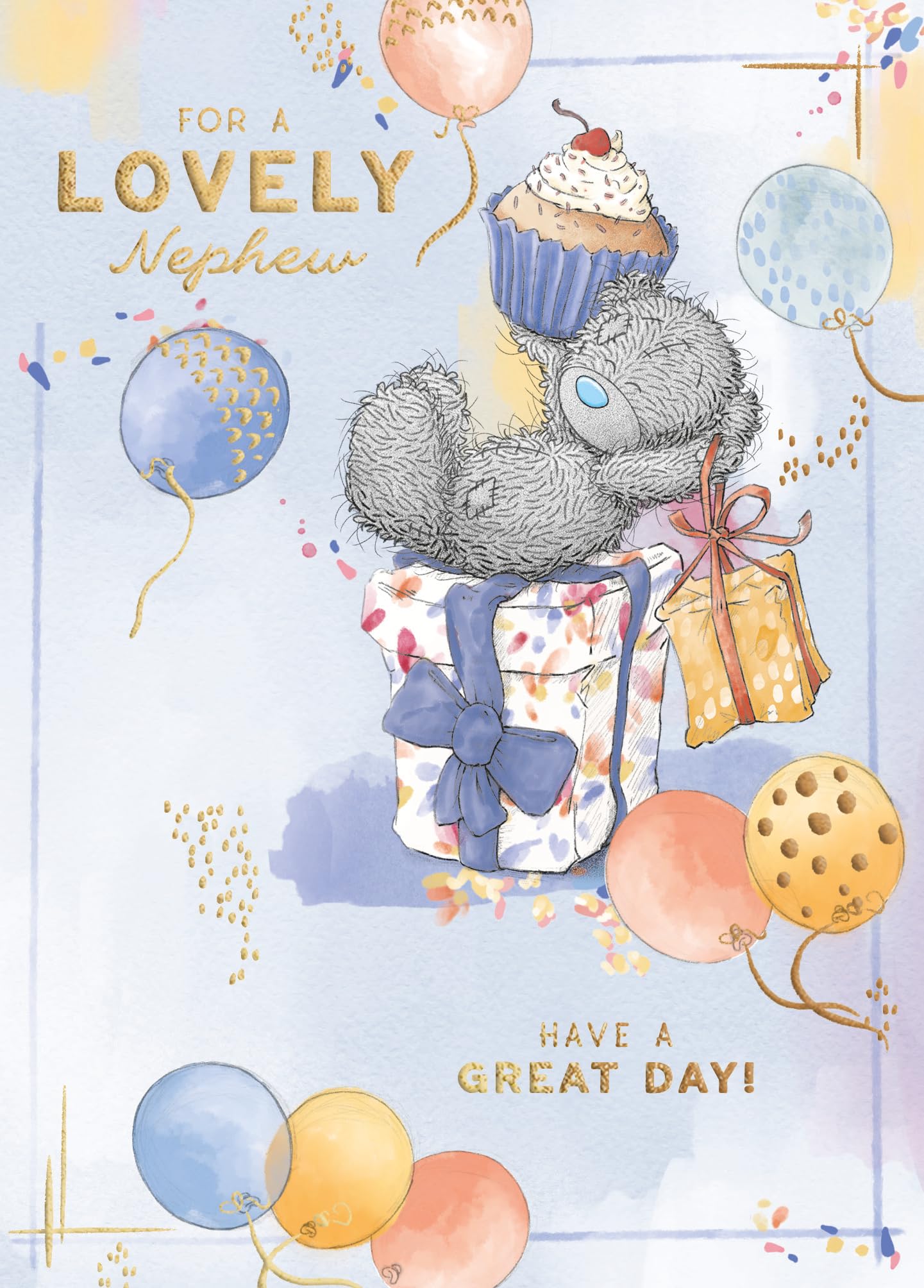 Me To You Bear Tatty Teddy Birthday Card for Nephew | 5 x 7 Inches | Gold Foil Accents