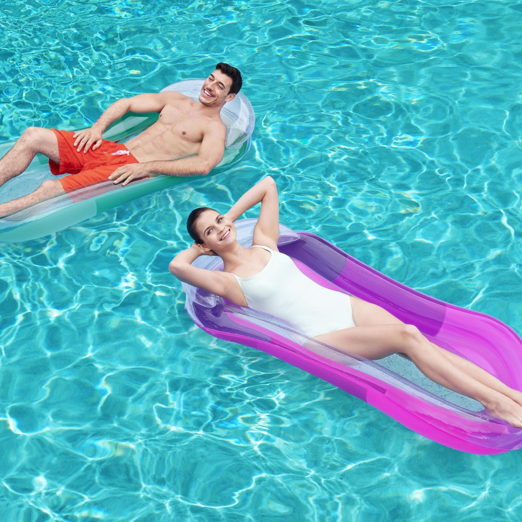Bestway HydroLuxe Lounge Pool Float | 63" x 33" | Red/Green PVC Inflatable