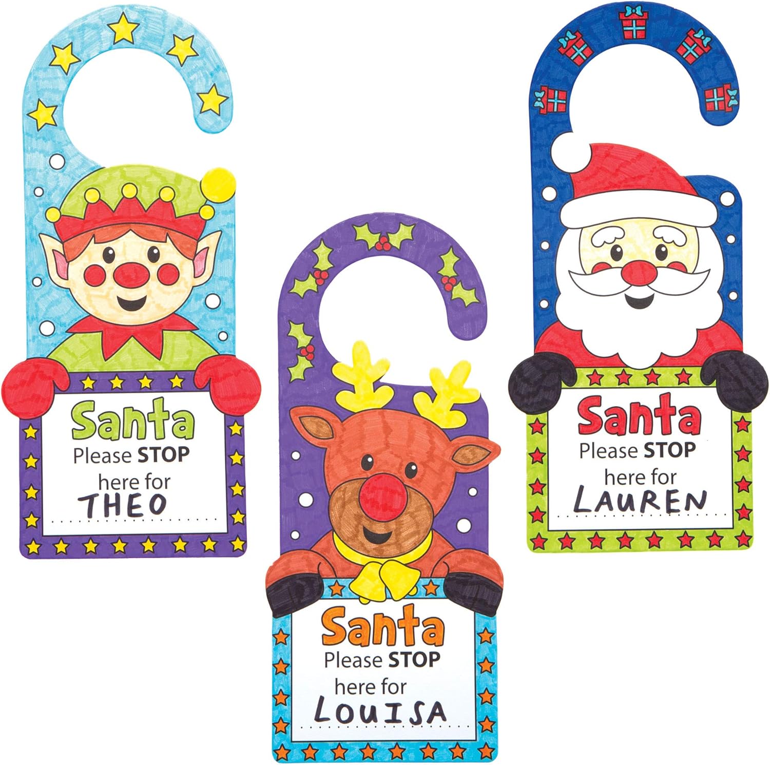 Baker Ross AT167 Christmas Colour in Door Hangers - Pack of 10 Festive Papercraft Decorations 5