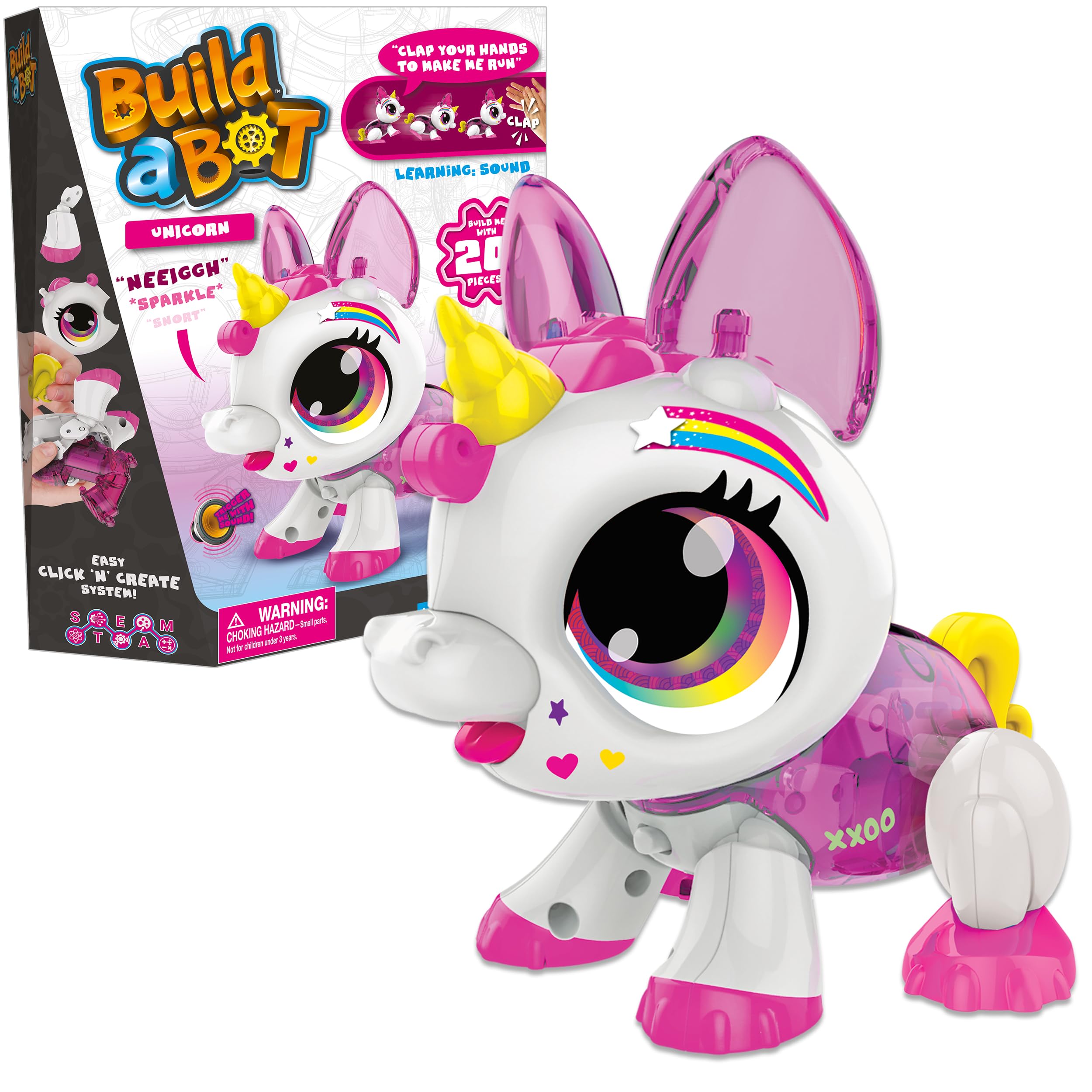 Build-a-Bot: Unicorn - Build Your Own Interactive Pet Robot | 20+ Piece STEM Kit for Kids Ages 4+