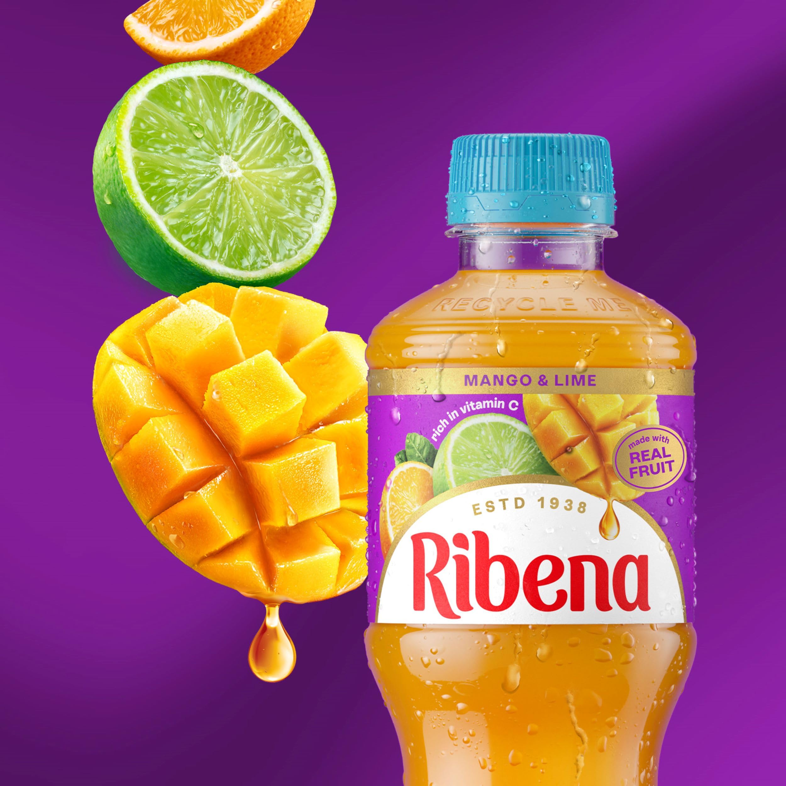 Ribena - Mango and Lime Juice Drink No Added Sugar 500ml - Multipack of 12 6