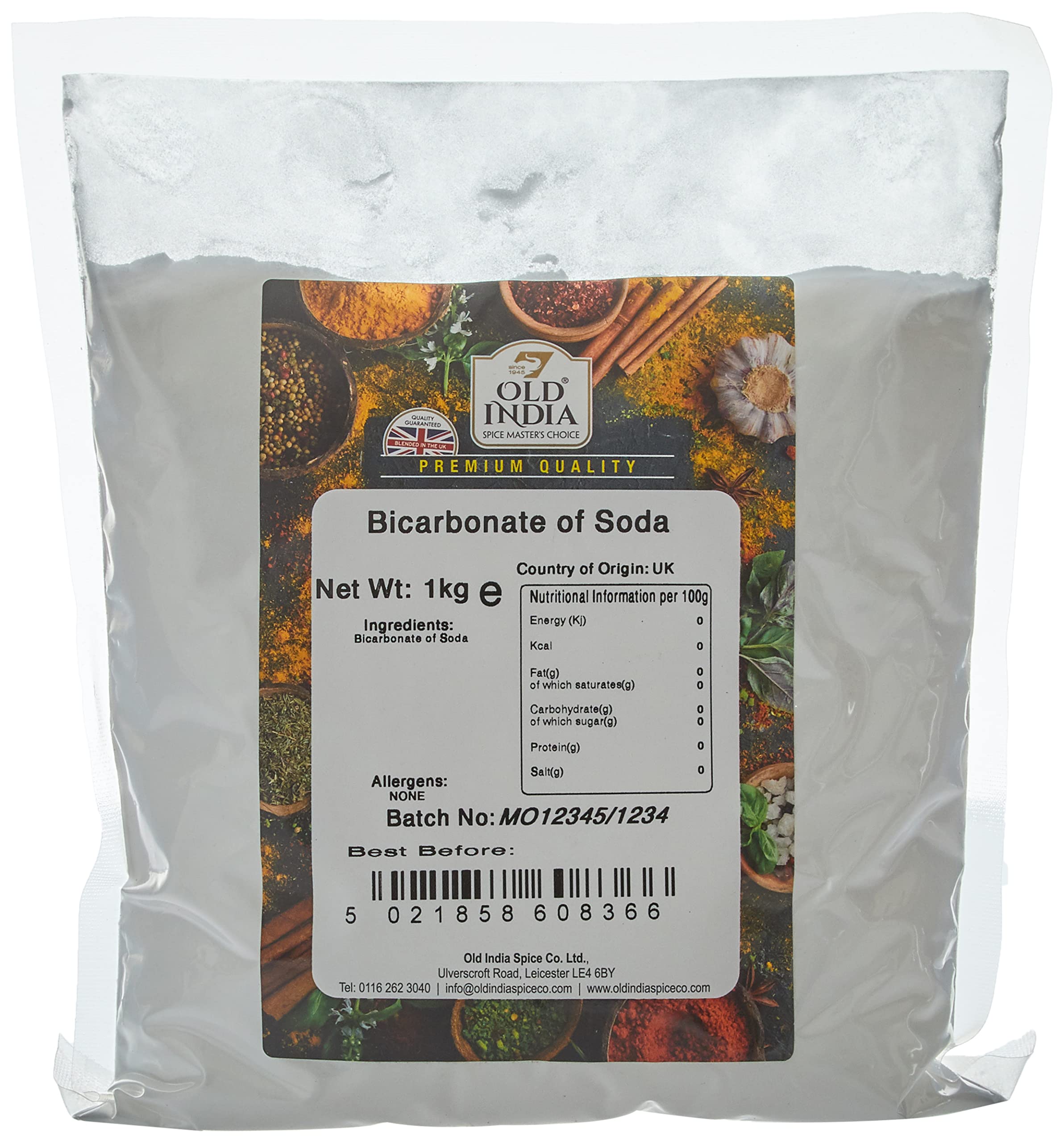 Old India Bicarbonate of Soda Powder - 1kg Natural Raising Agent | 2 Year Shelf Life 1