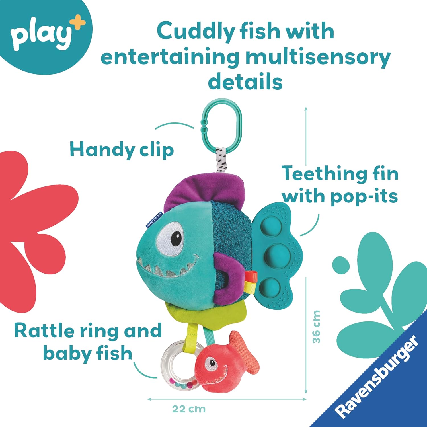 Ravensburger Play+ Pop-it Blue Piranha - Sensory Teether Toy for 0+ Months 4