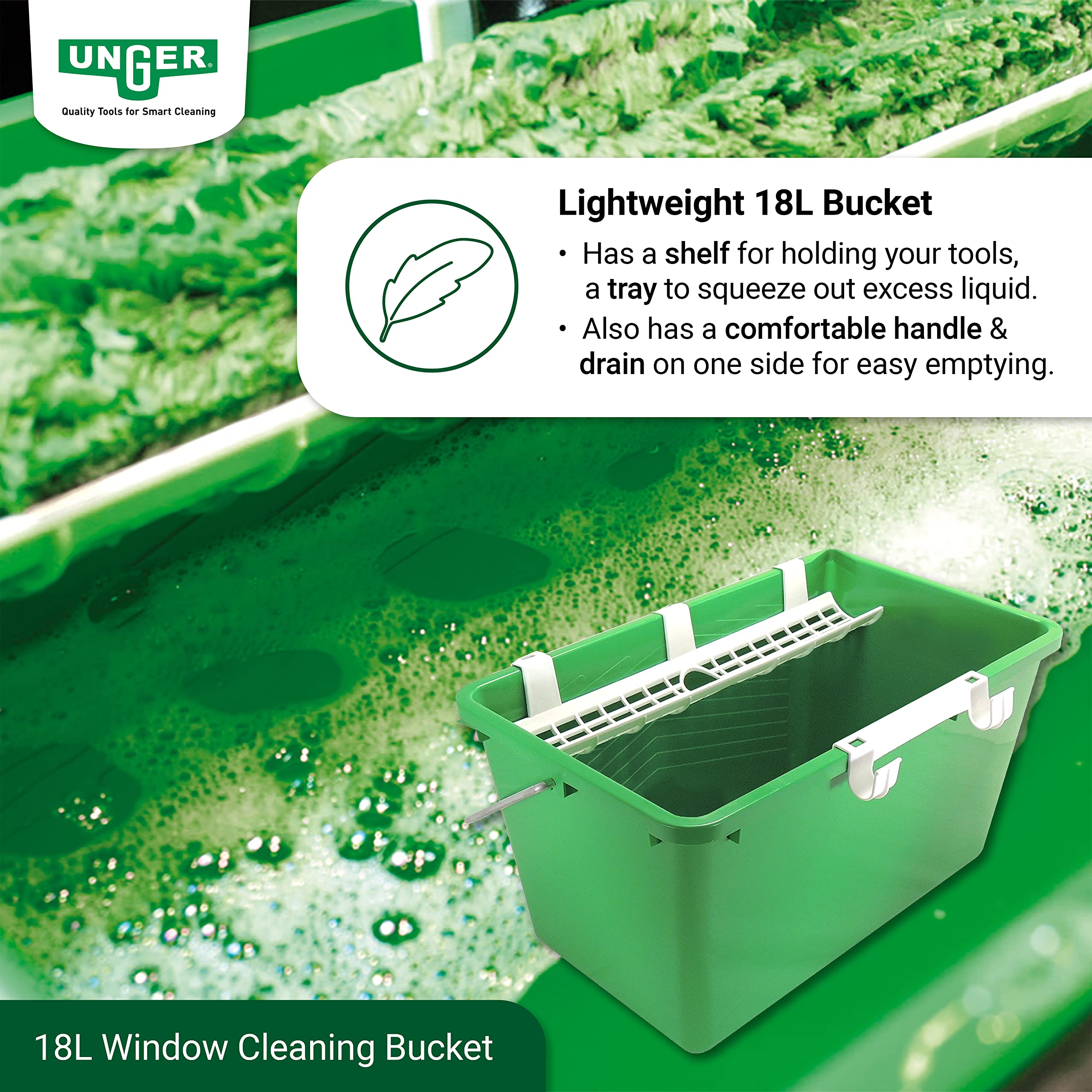 Unger AK013 Window Cleaning Kit 3-in-1 Starter Set with Squeegee, Microfibre Washer & Bucket 8