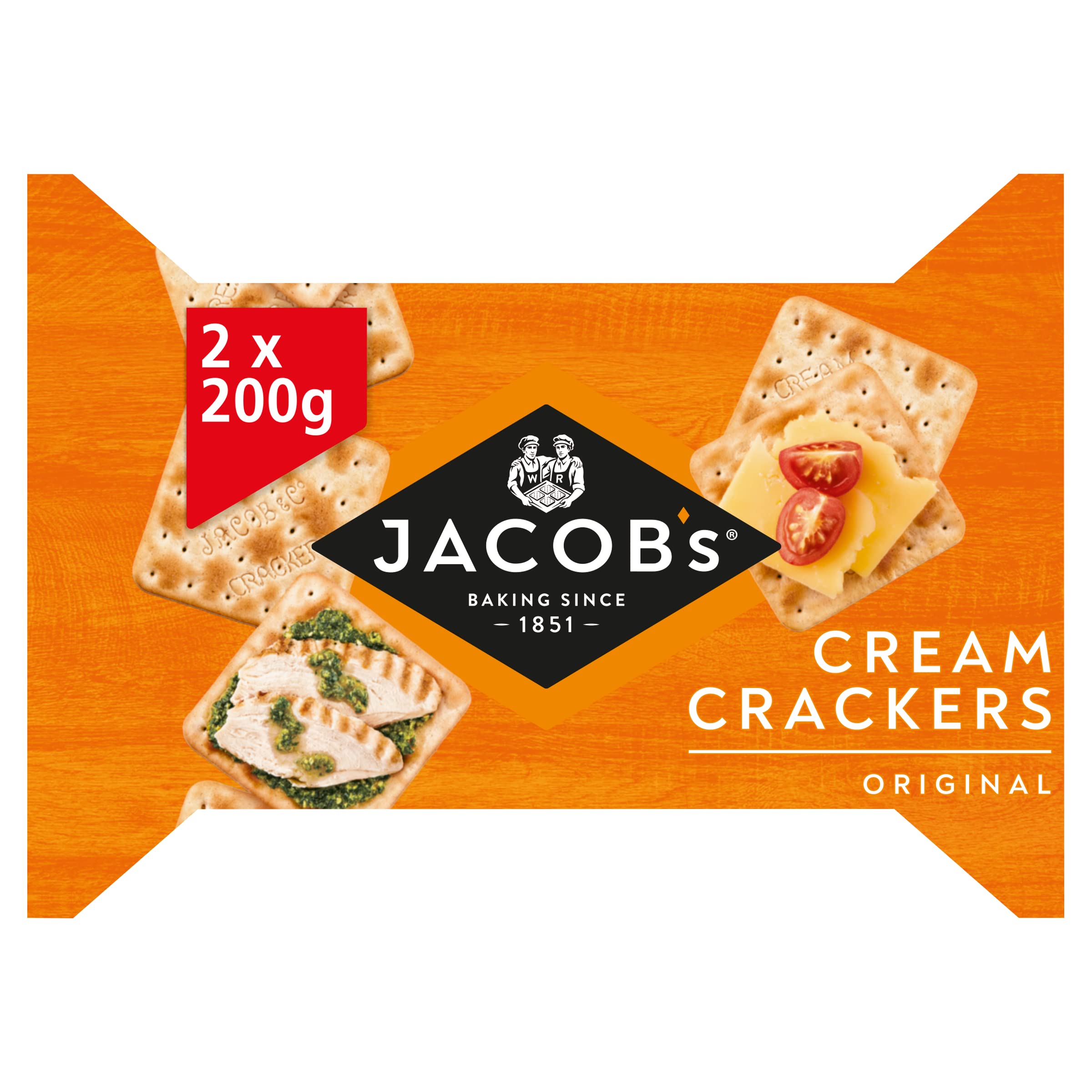 JACOB'S Original Cream Crackers - Light & Flaky Texture | 2 x 200g Twin Pack (400g Total) 1