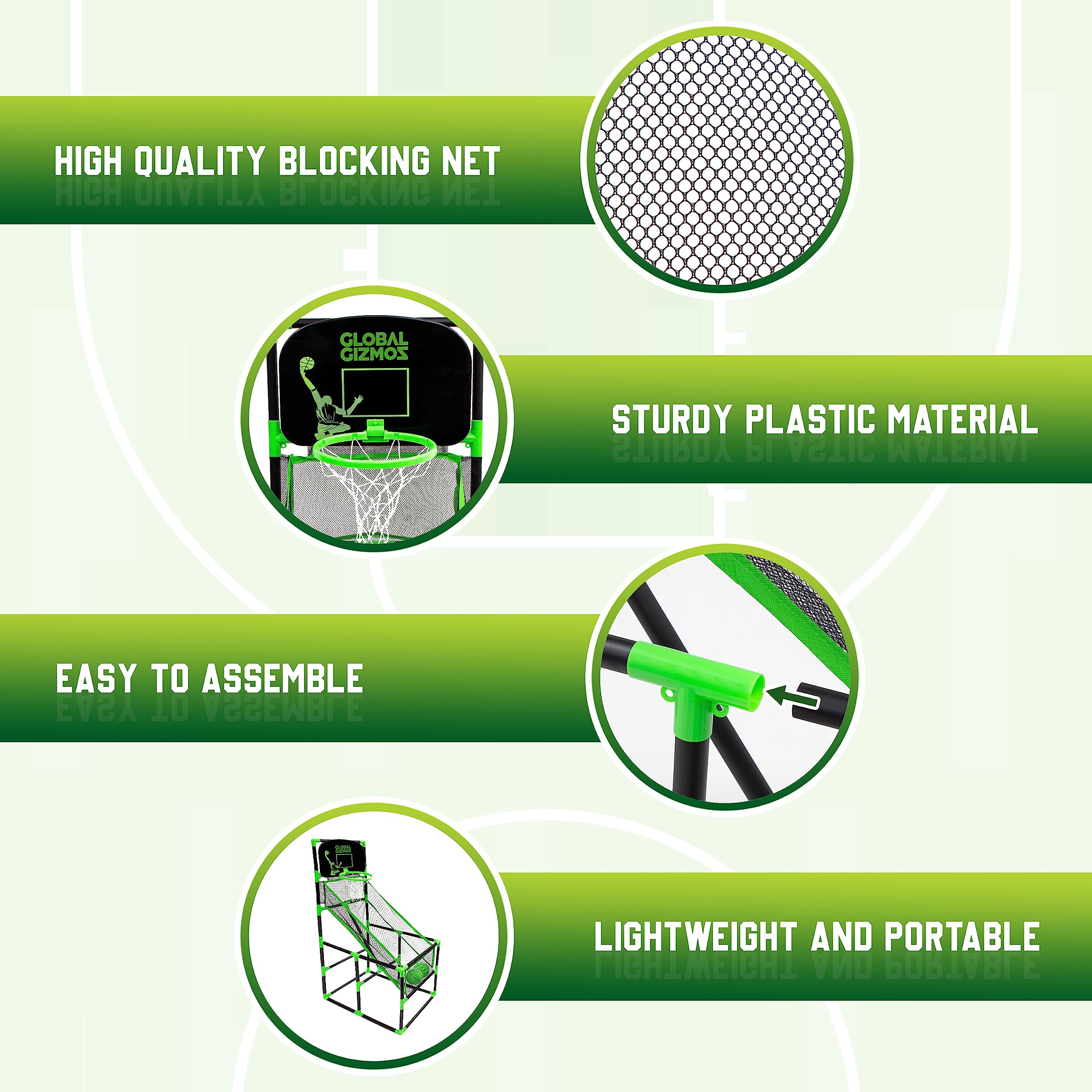 Global Gizmos 55629 Arcade Basketball Hoop - Indoor/Outdoor Use with 2 Balls & Pump 12