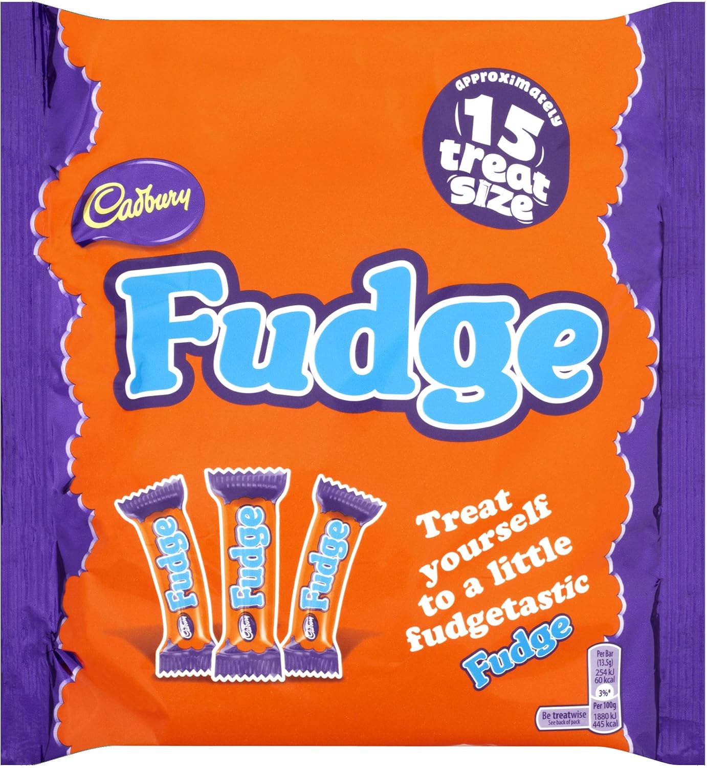 Cadbury Fudge Treatsize Chocolate 15 Bar Multipack - 202g Individually Wrapped Dairy Milk & Creamy Fudge Bars