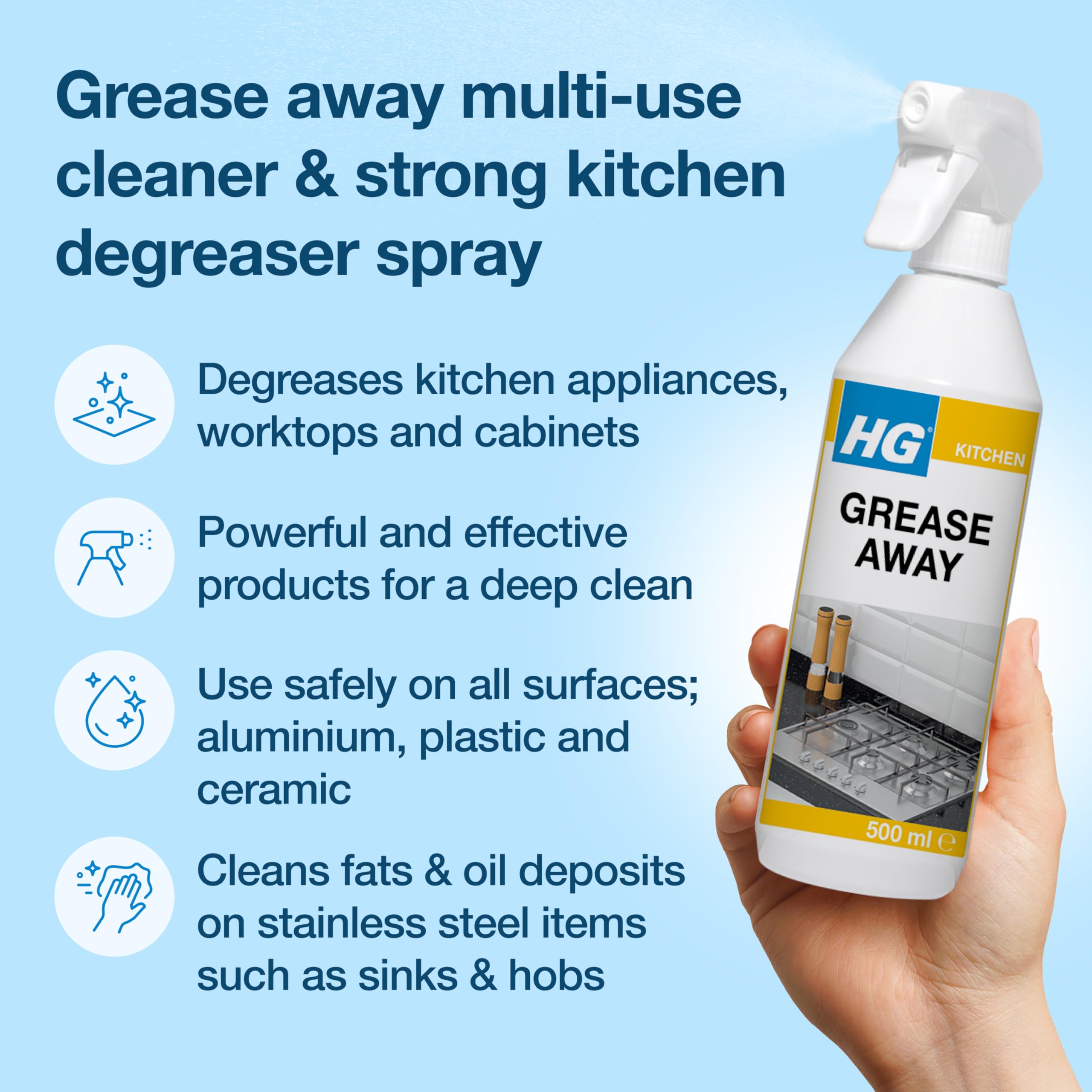 HG Grease Away - Kitchen Degreaser Spray for Fats & Oils, 500ml 7