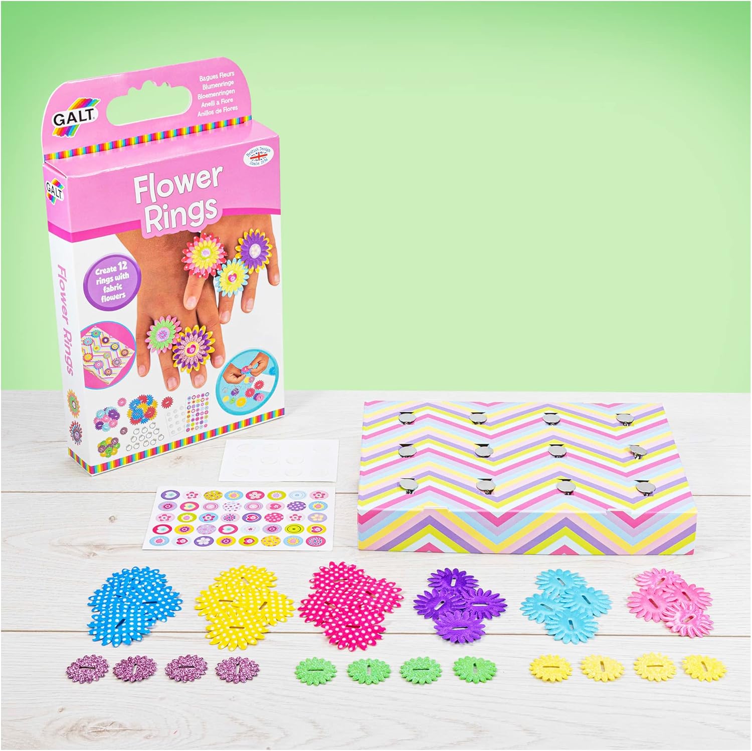 Galt Flower Rings Craft Kit - 12 Fab Flower Rings for Kids Ages 6+ 7