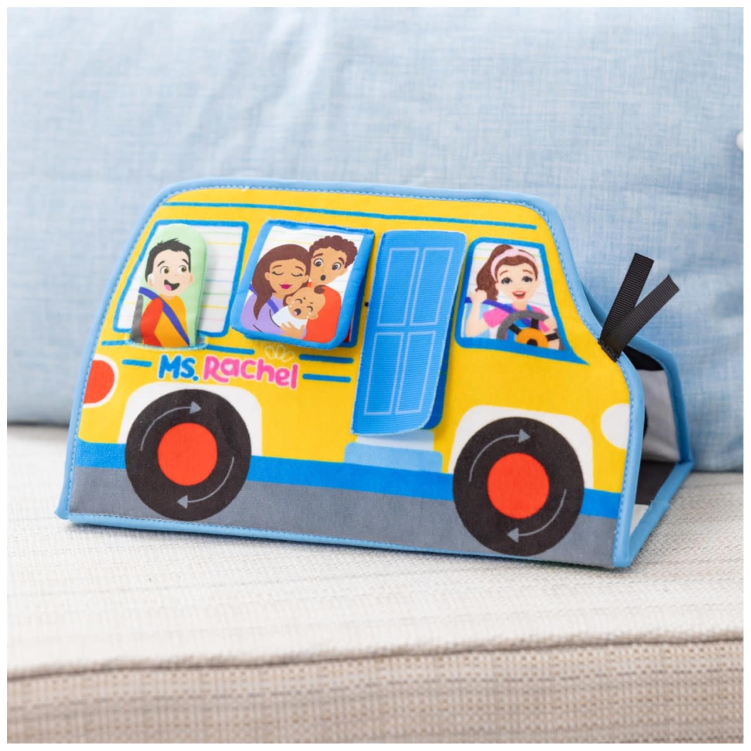 Ms. Rachel Tummy Time Activity Bus - Soft Folding Play Mat with Mirror & Textures for Sensory Development 5