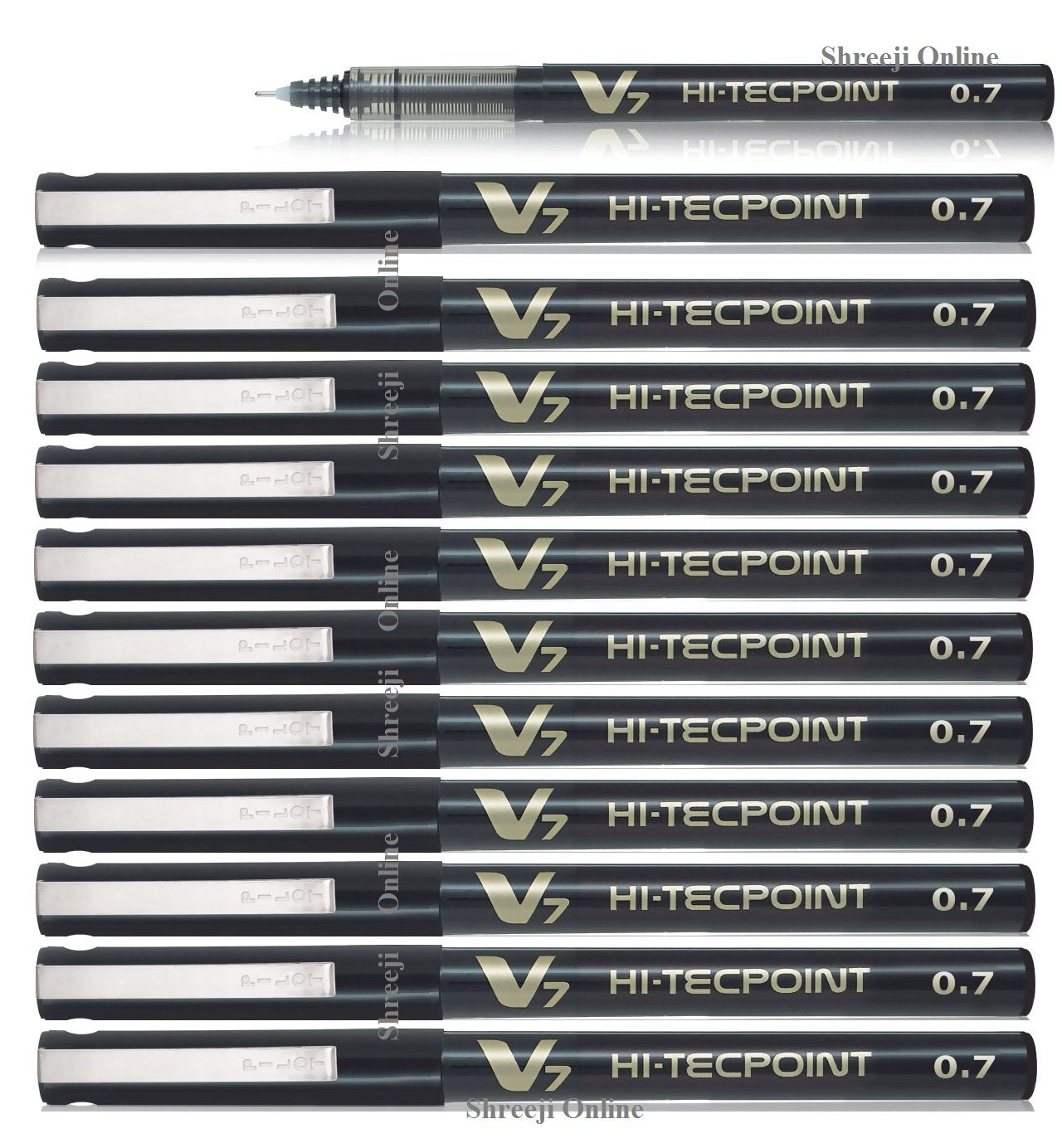 PILOT Hi-Tecpoint Rollerball Pen - 0.7mm Tip, Black Ink, Retractable | Pack of 12 1