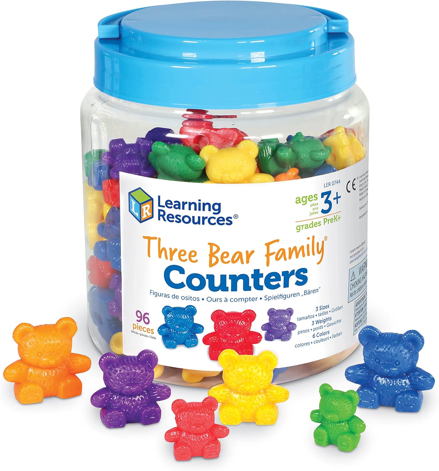 Learning Resources The Original Three Bear Family Counters - 96-Piece Rainbow Maths Set for Ages 3+