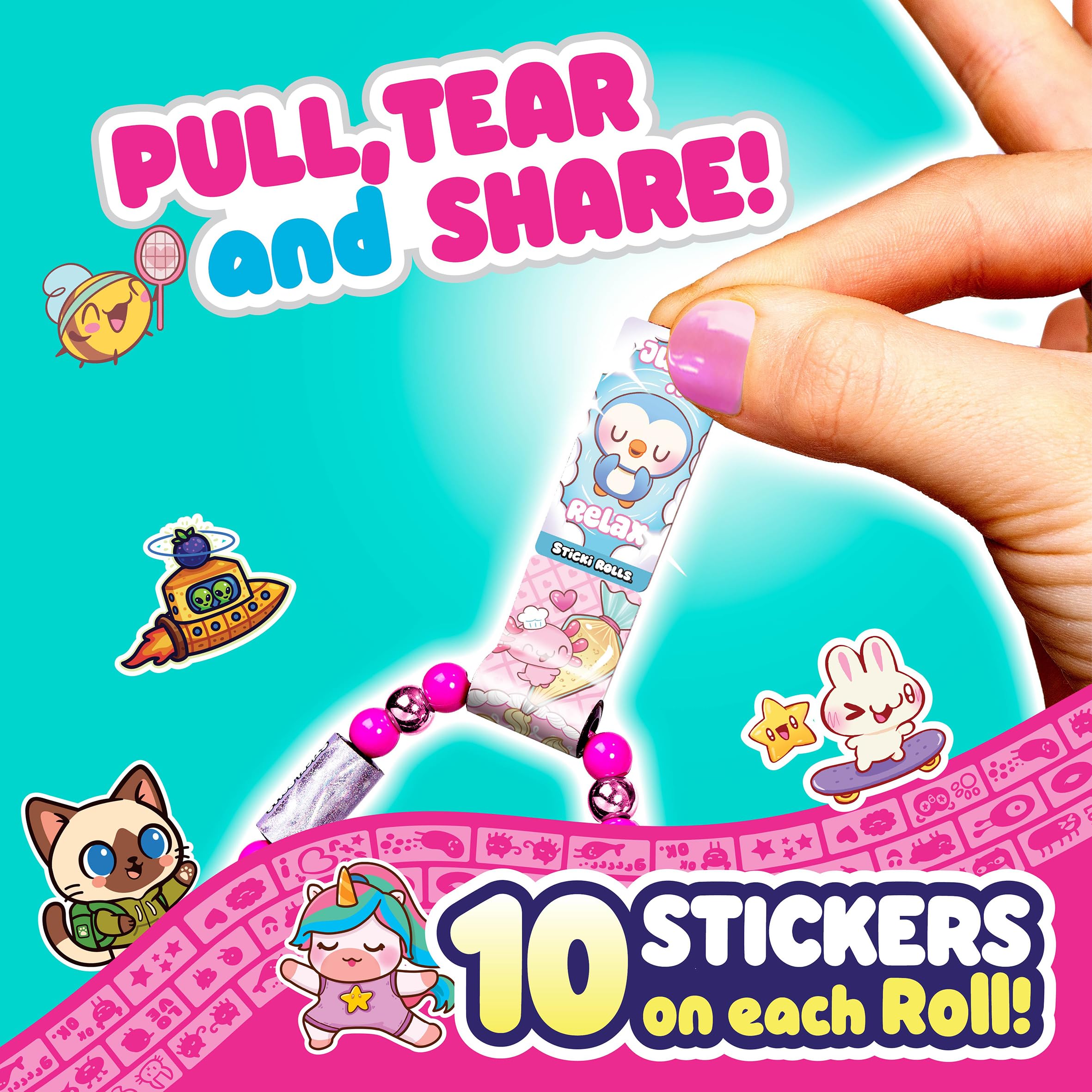 STICKI ROLLS Sticki Book S3 | 120 Wearable Shareable Stickers, Activity Book, Bracelet | Model SR2013 9