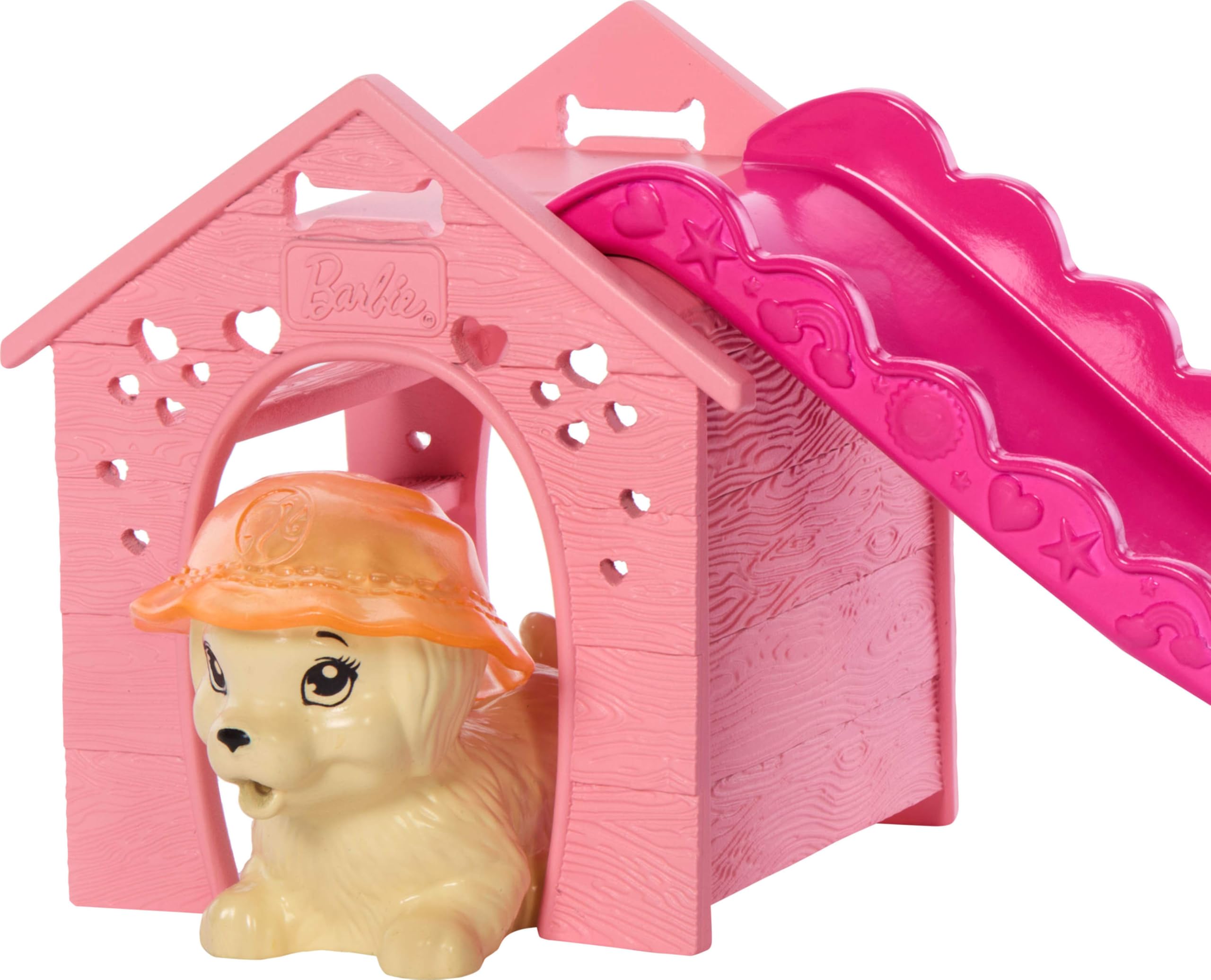 Barbie Puppy Pool Party Playset with Fashion Doll, 2 Pets, Doggy Slide & Color-Change Goggles 5
