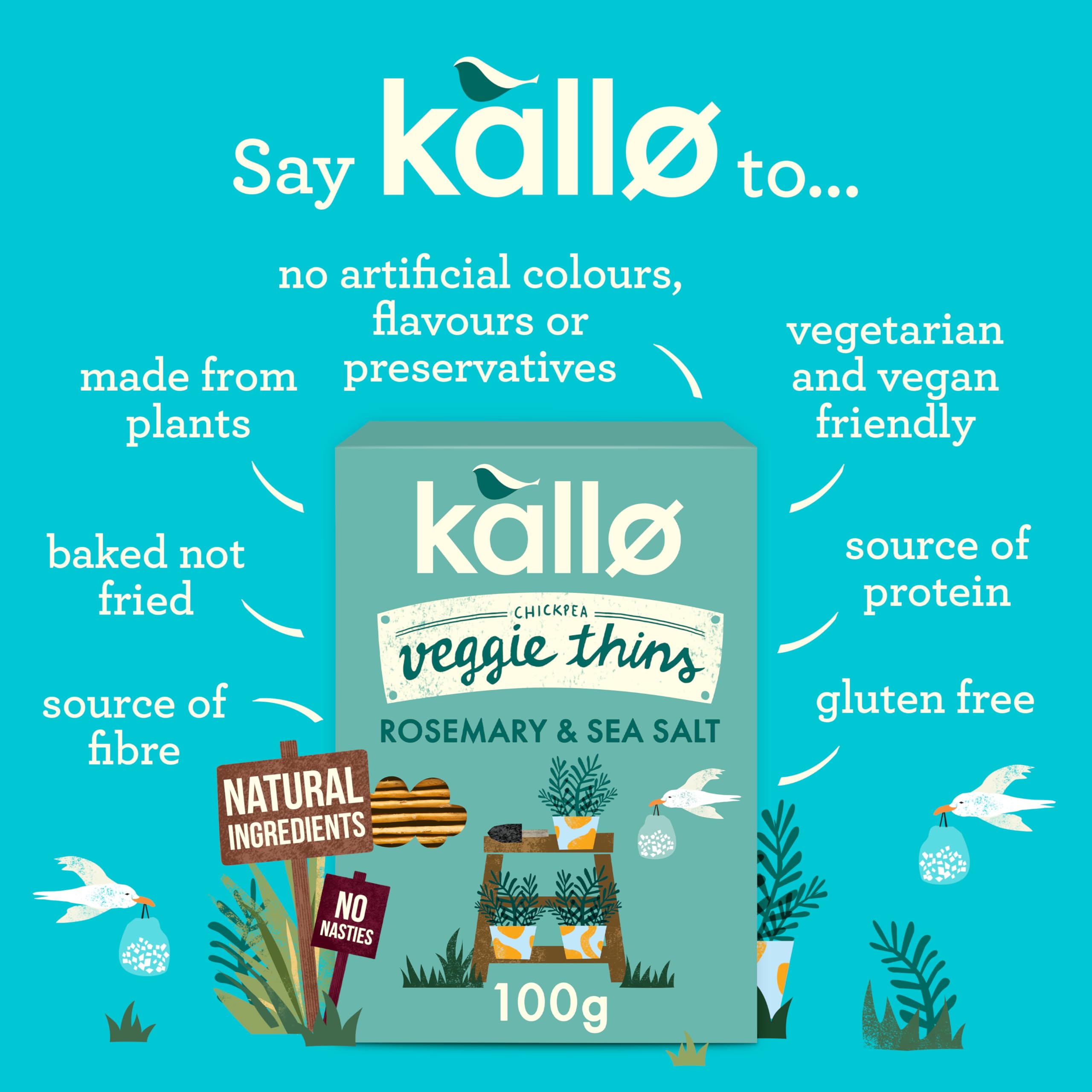 Kallo Rosemary & Sea Salt Chickpea Veggie Thins | Gluten-Free High Fibre Snack 6